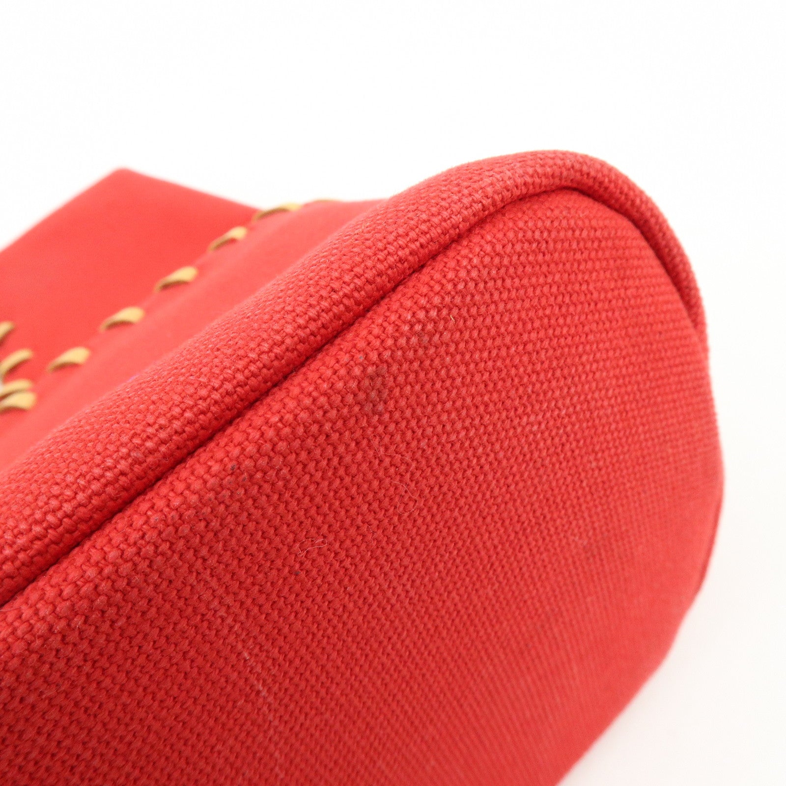 BURBERRY Blue Label Cotton Leather Hand Bag Tote Bag Red