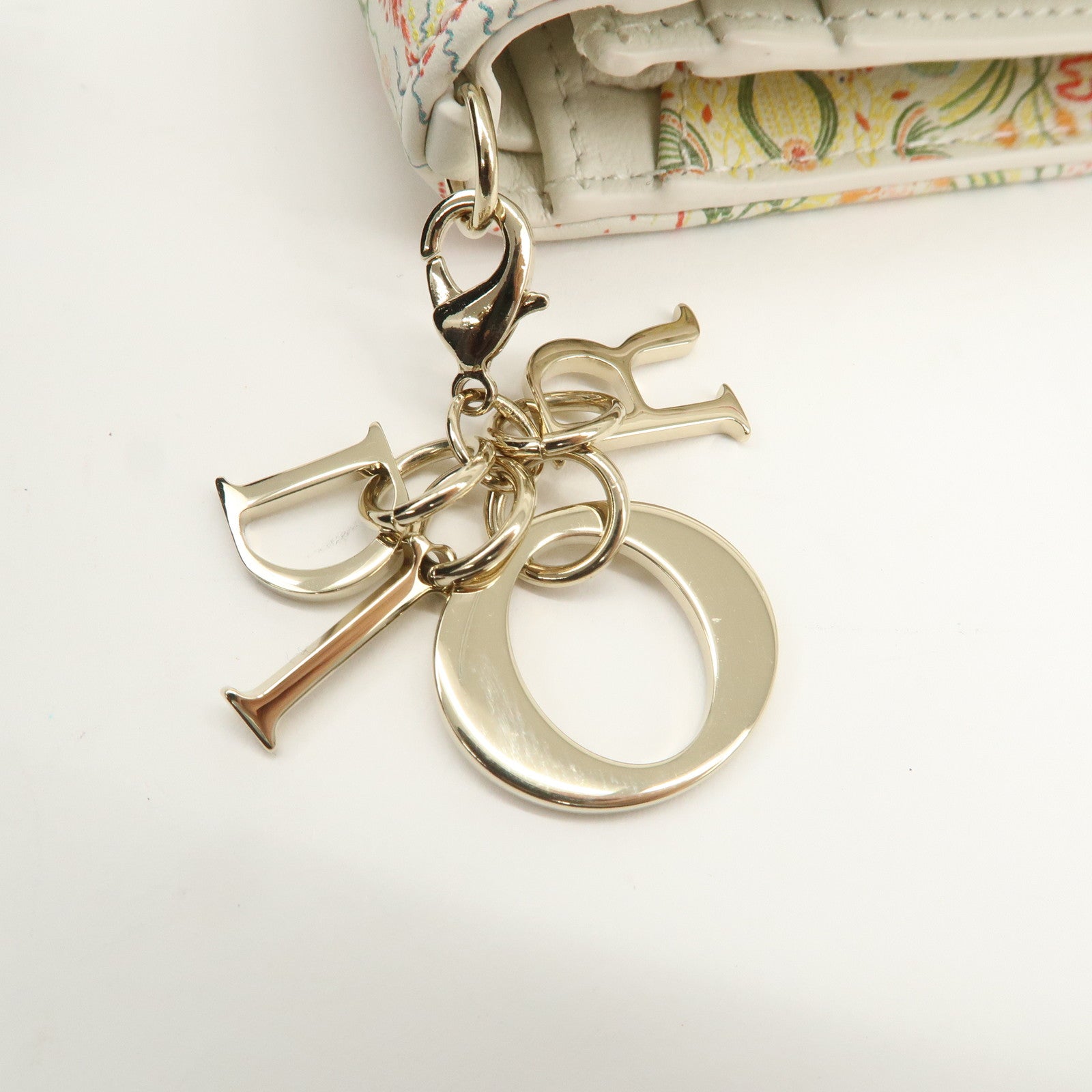 Christian Dior Logo Leather Bi-fold Comact Wallet Ivory Multicolor