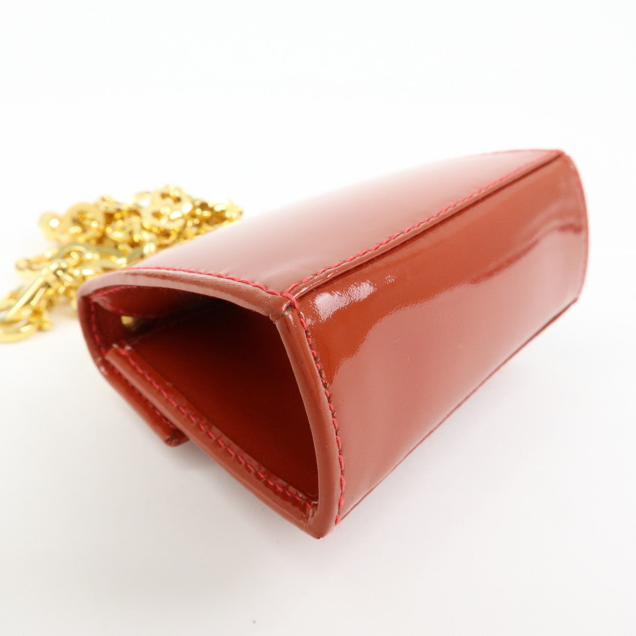 Ferragamo Gancini Patent Leather Chain Shoulder Crossbody Bag Red