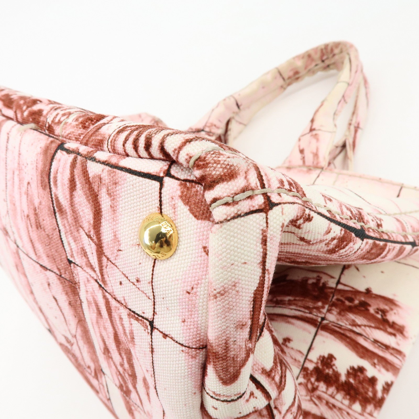 PRADA Canapa Large Triangle Logo Canvas Tote Bag Bordeaux B1872B