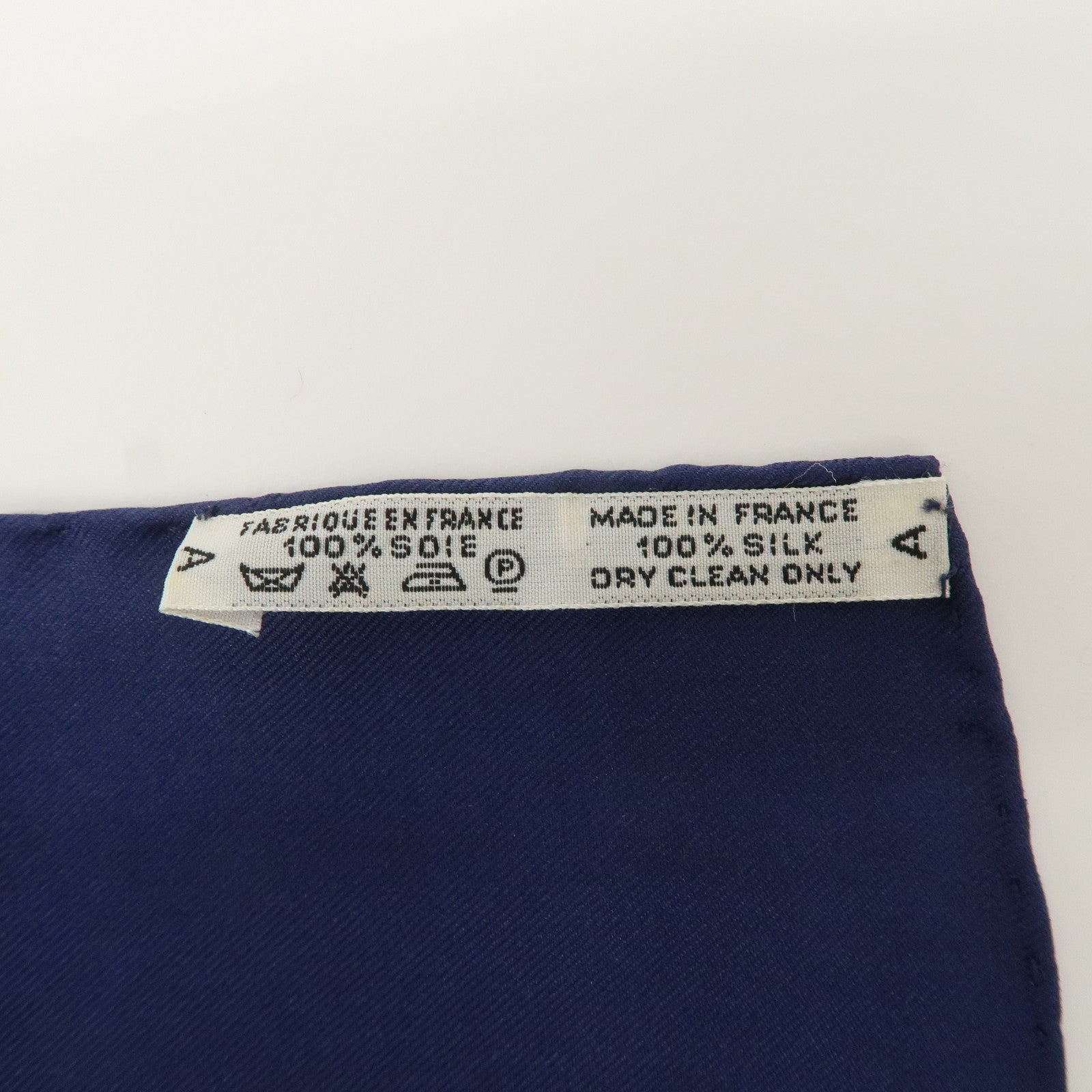 HERMES Carre 90 Silk 100% Scarf Clock Print Navy White Multicolor