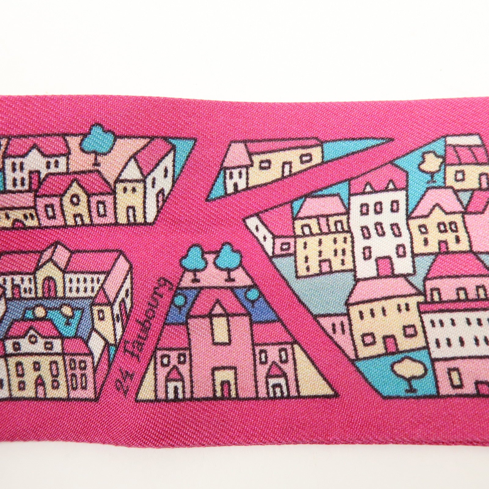 HERMES Silk 100% Twilly Rive Droite Rive Gauche Pink