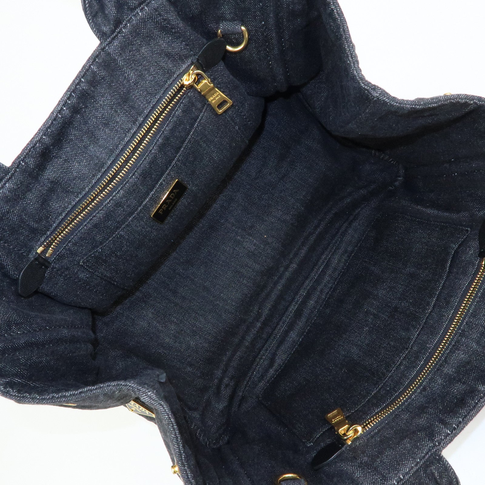 PRADA Triangle Logo Canapa Canvas 2Way Tote Hand Bag Black BN2642