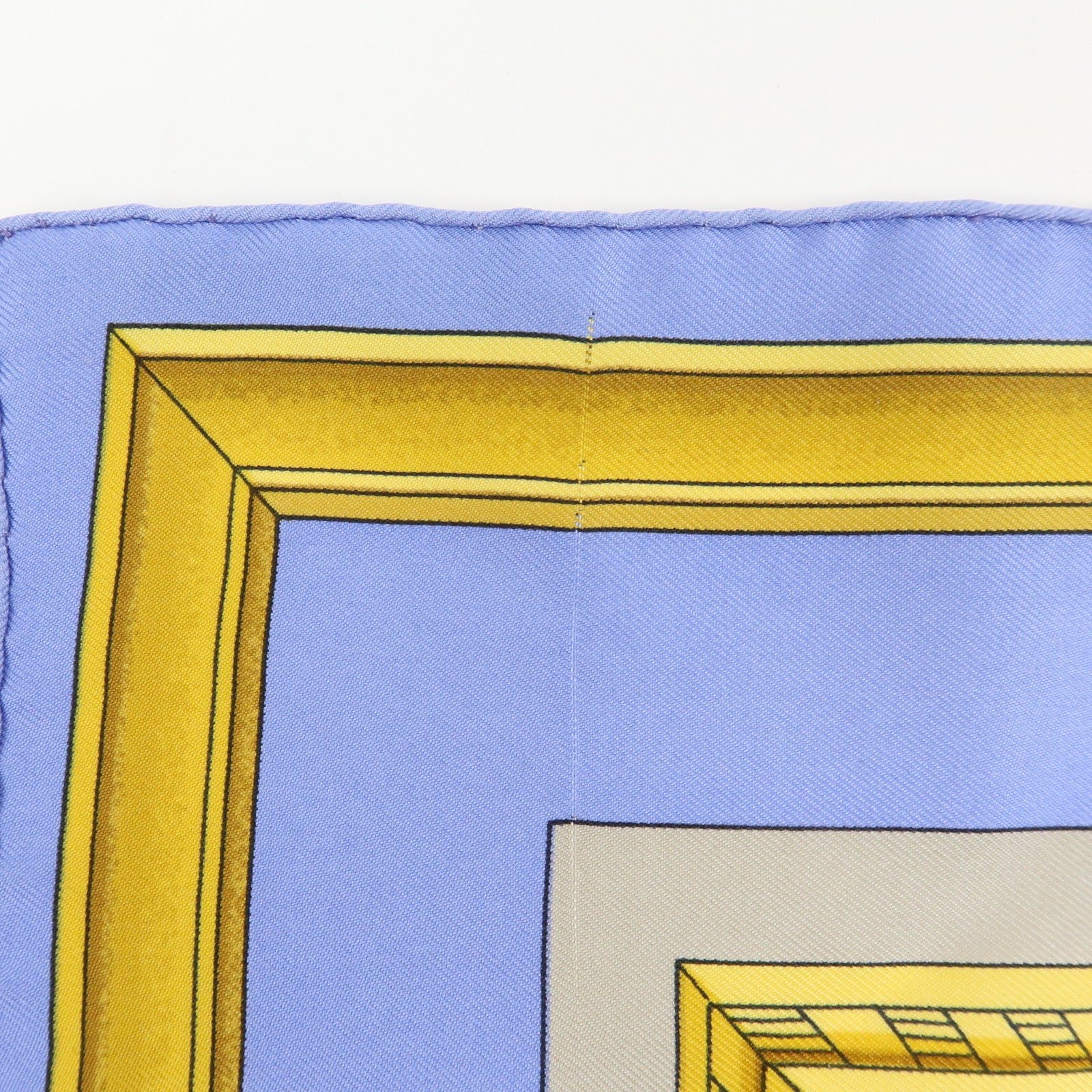 HERMES Carre 90 Silk 100% Scarf WEDG WOOD Blue Gray Yellow