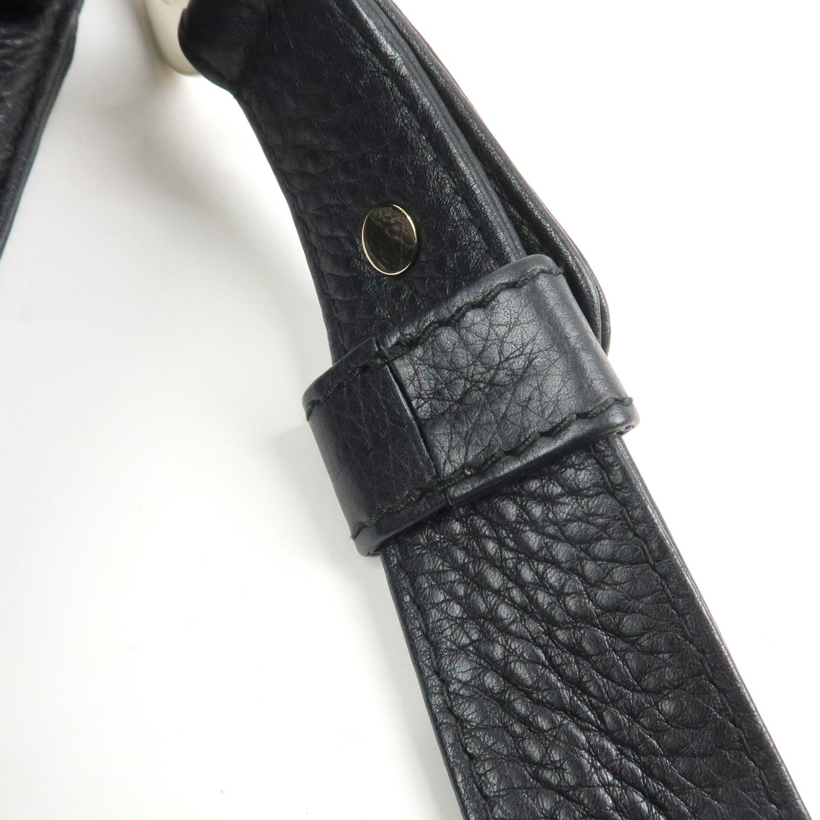 GUCCI Greenwich Logo Leather Shoulder Bag Hand Bag Black 257050