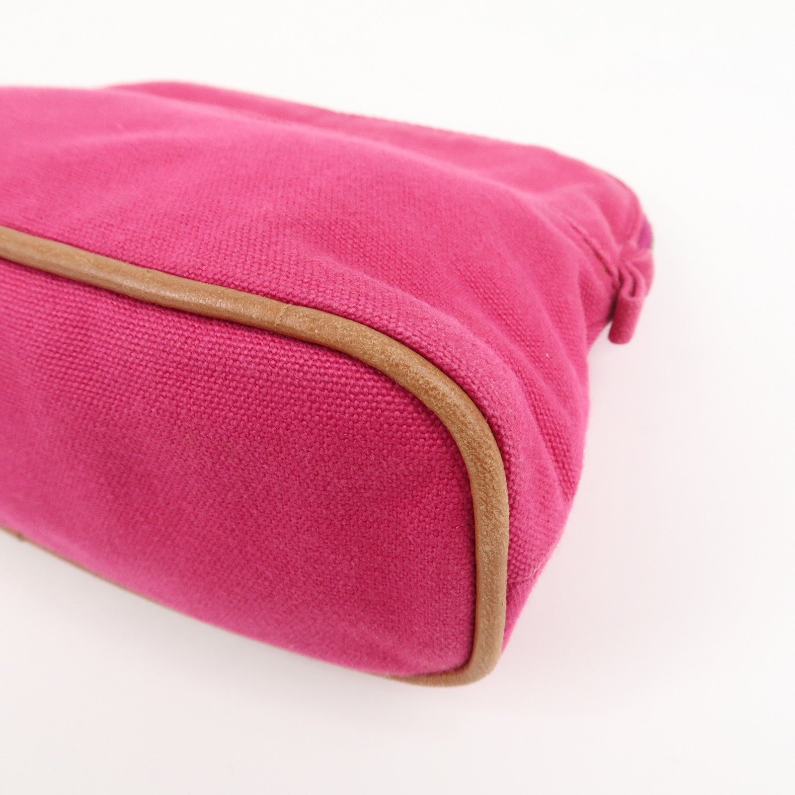 HERMES Canvas Leather Bolide Pouch PM Cosmetic Pouch Pink