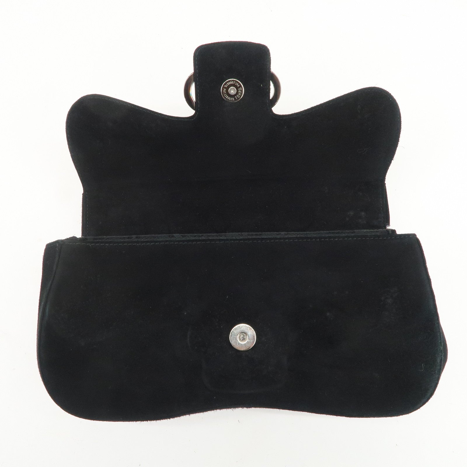 Ferragamo Gancini Suede Leather Shoulder Bag Hand Bag Black