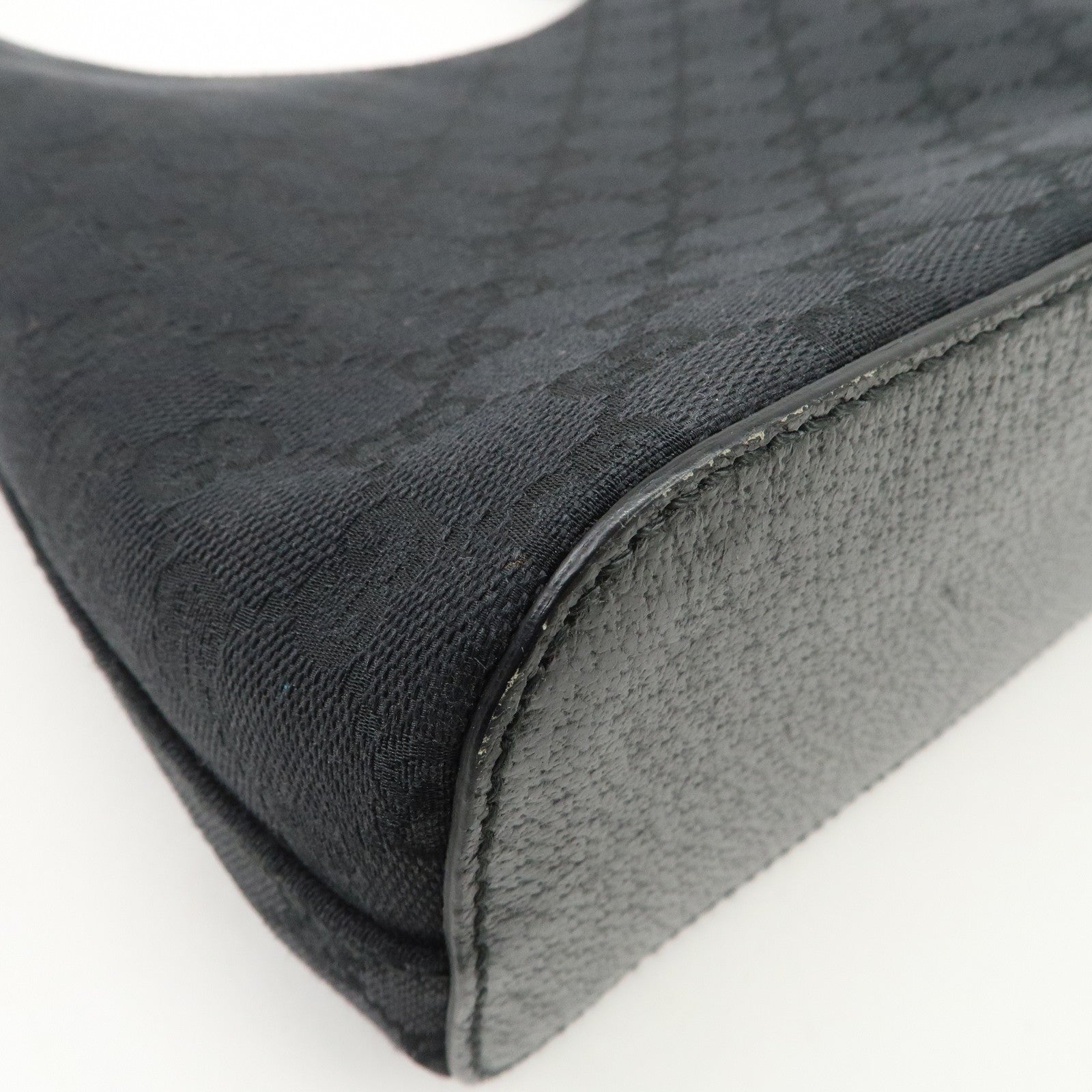 GUCCI GG Canvas Leather Shoulder Bag Hand Bag Black 115003