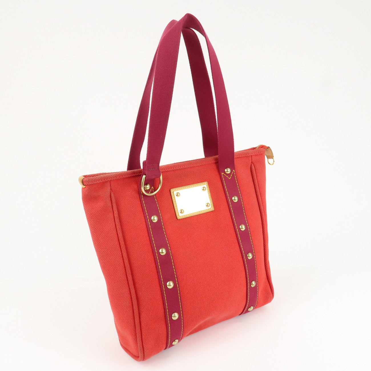 Louis Vuitton Antigua Cabas MM Tote Bag Hand Bag Rouge M40034 Used