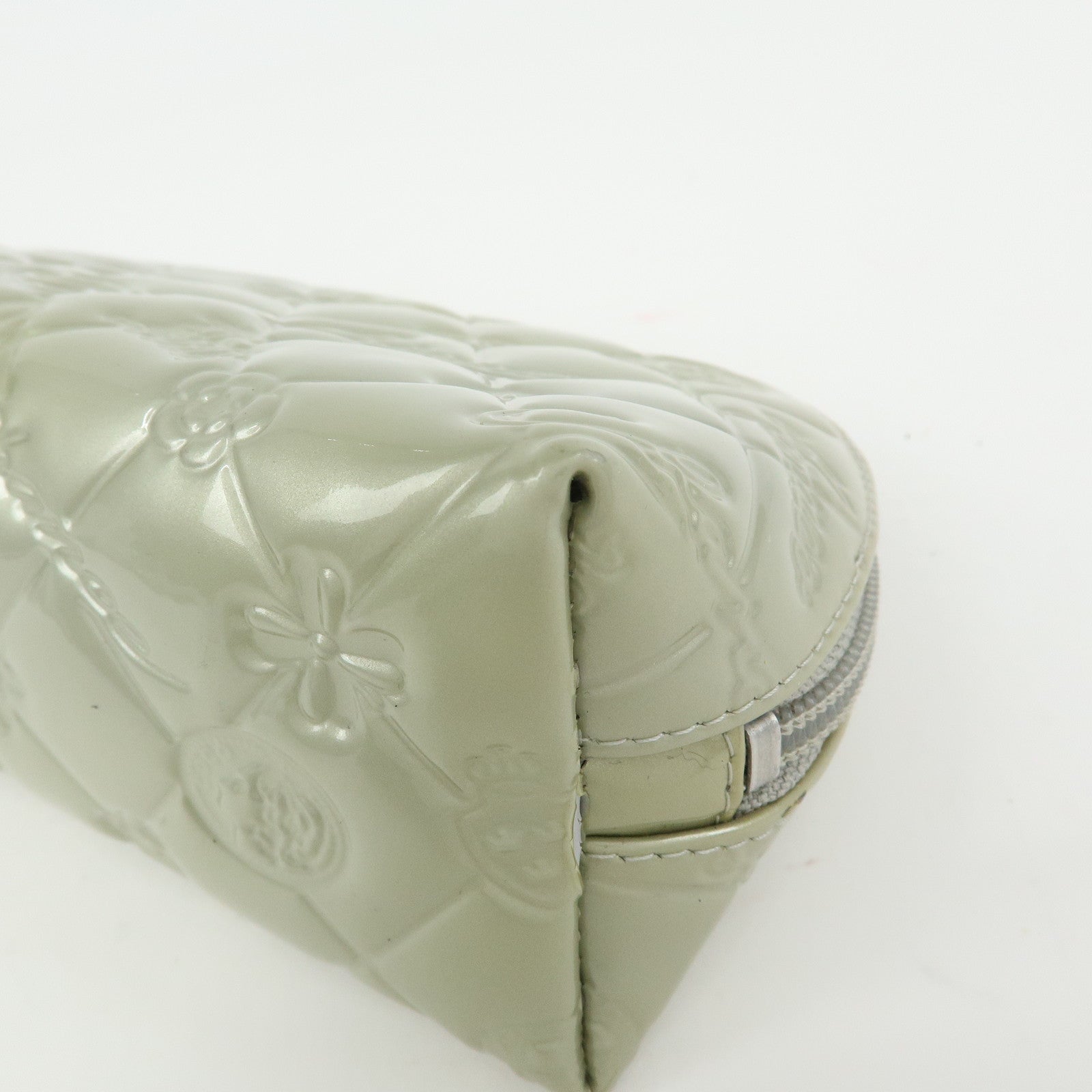 CHANEL Icon Line Patent Leather Cosmetic Pouch Champaign Gold