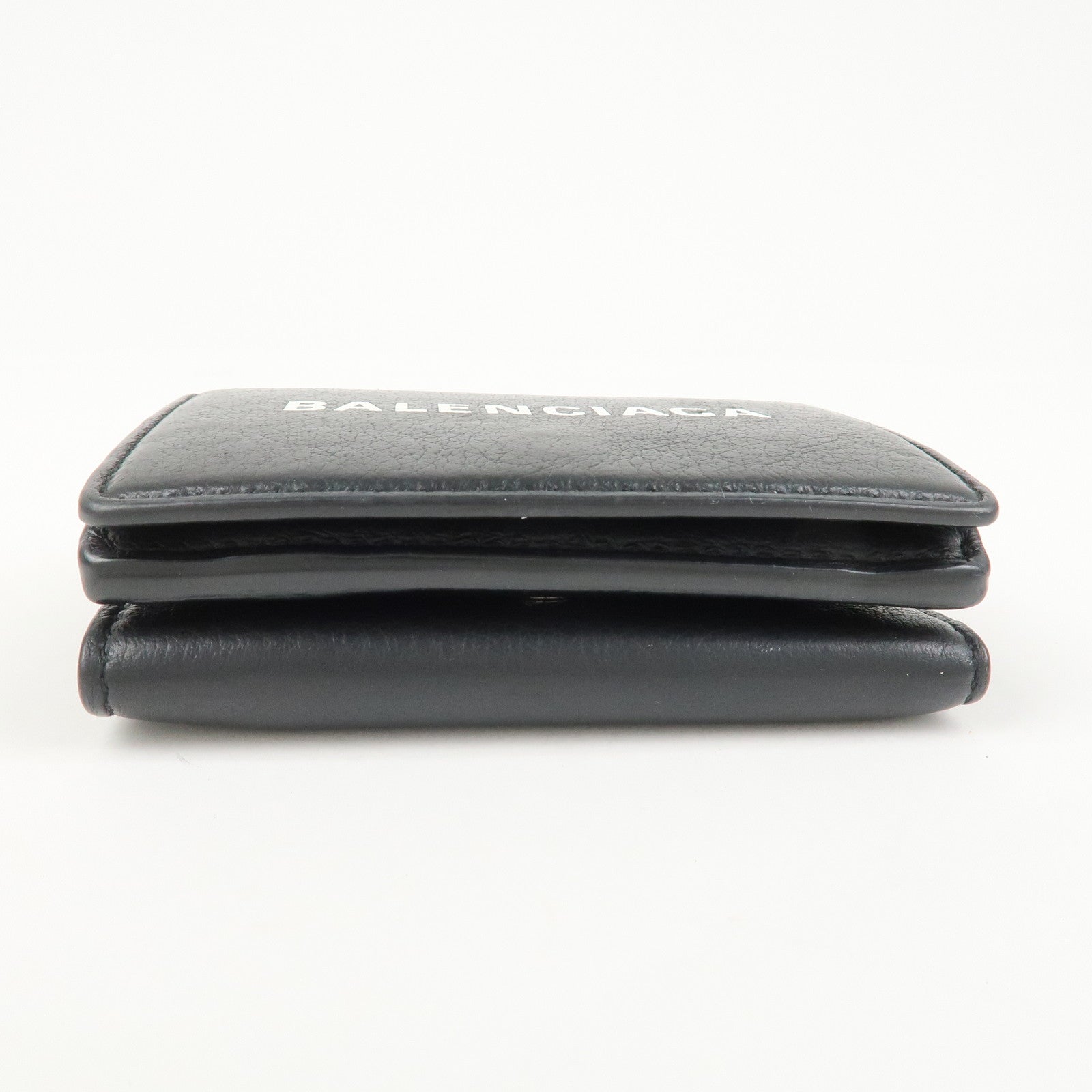 BALENCIAGA Everyday Leather Compact Tri-fold Compact Wallet Black