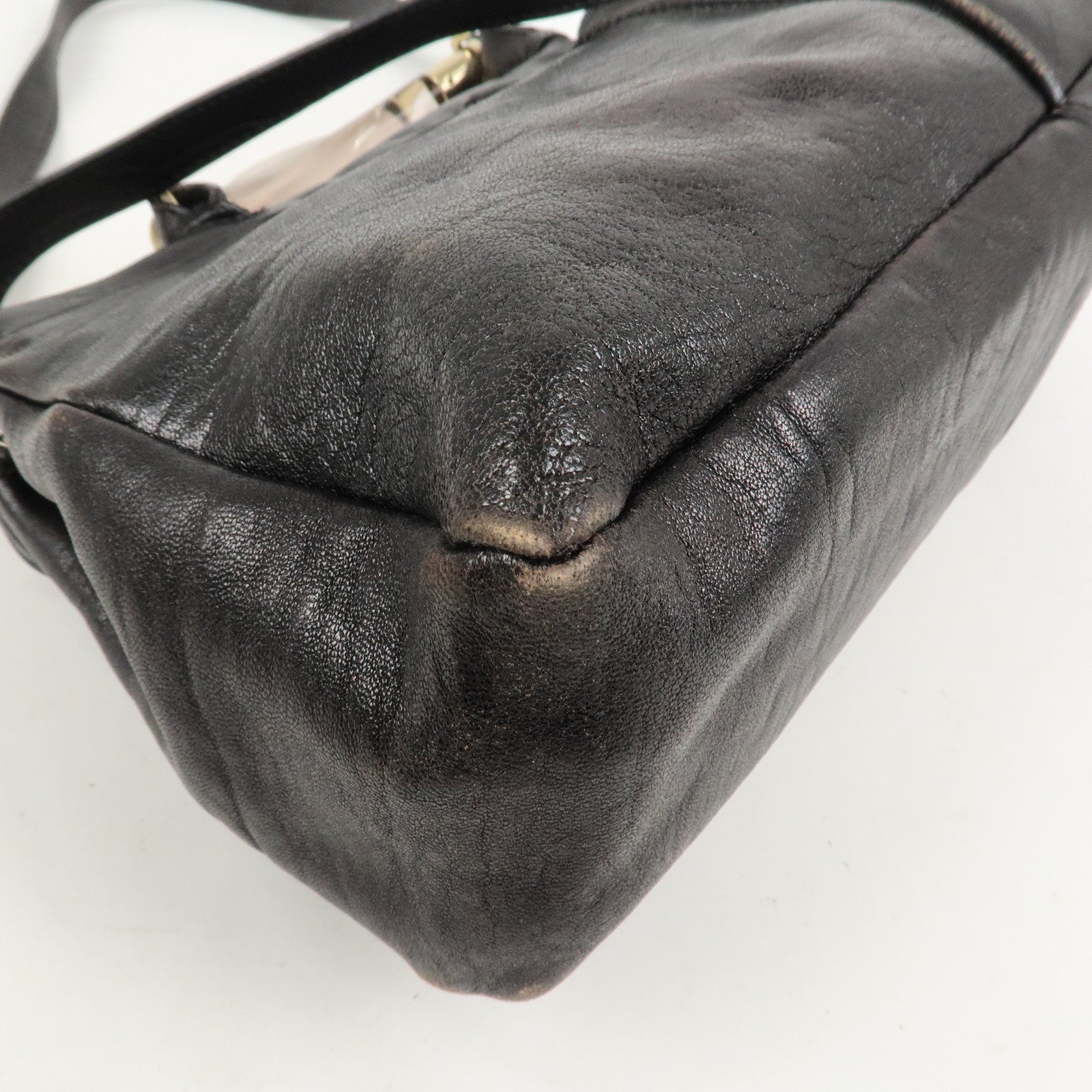 Chloe Leather Saskia 2Way Bag Hand Bag Shoulder Bag Black