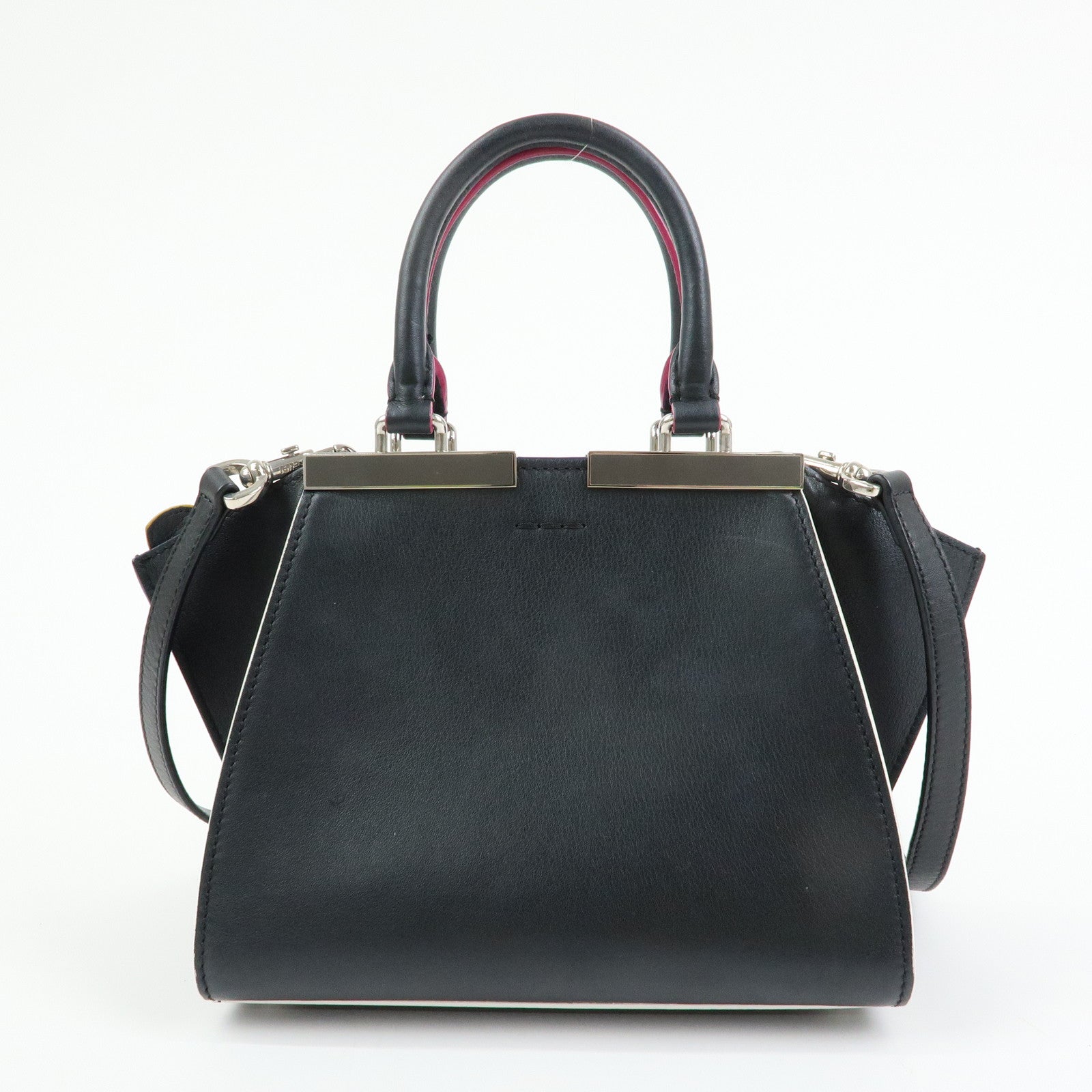 FENDI 3Jours Leather 2Way Shoulder Bag Hand Bag Black 8BH333