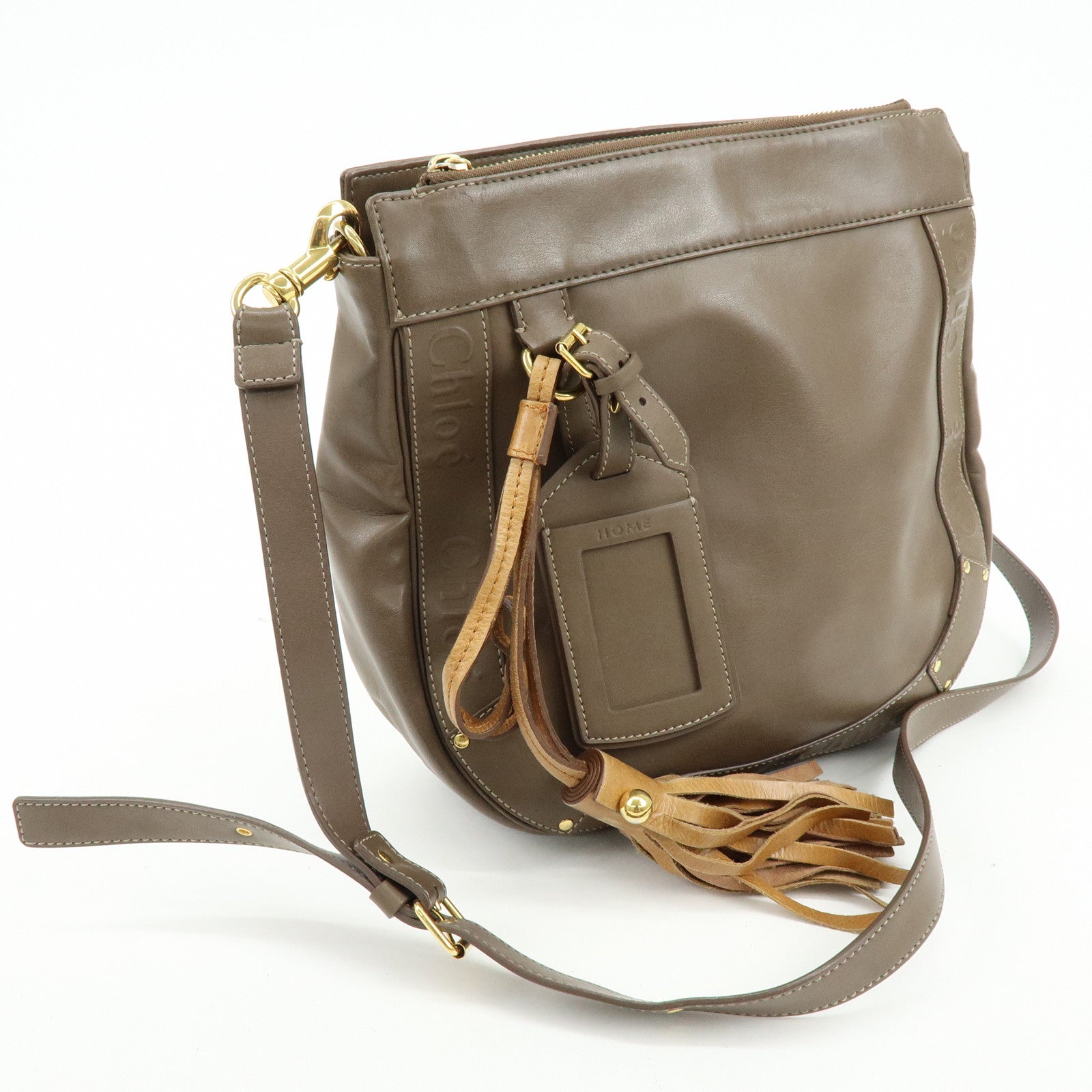 Chloe Eden Leather Shoulder Bag Crossbody Bag Tassel Brown