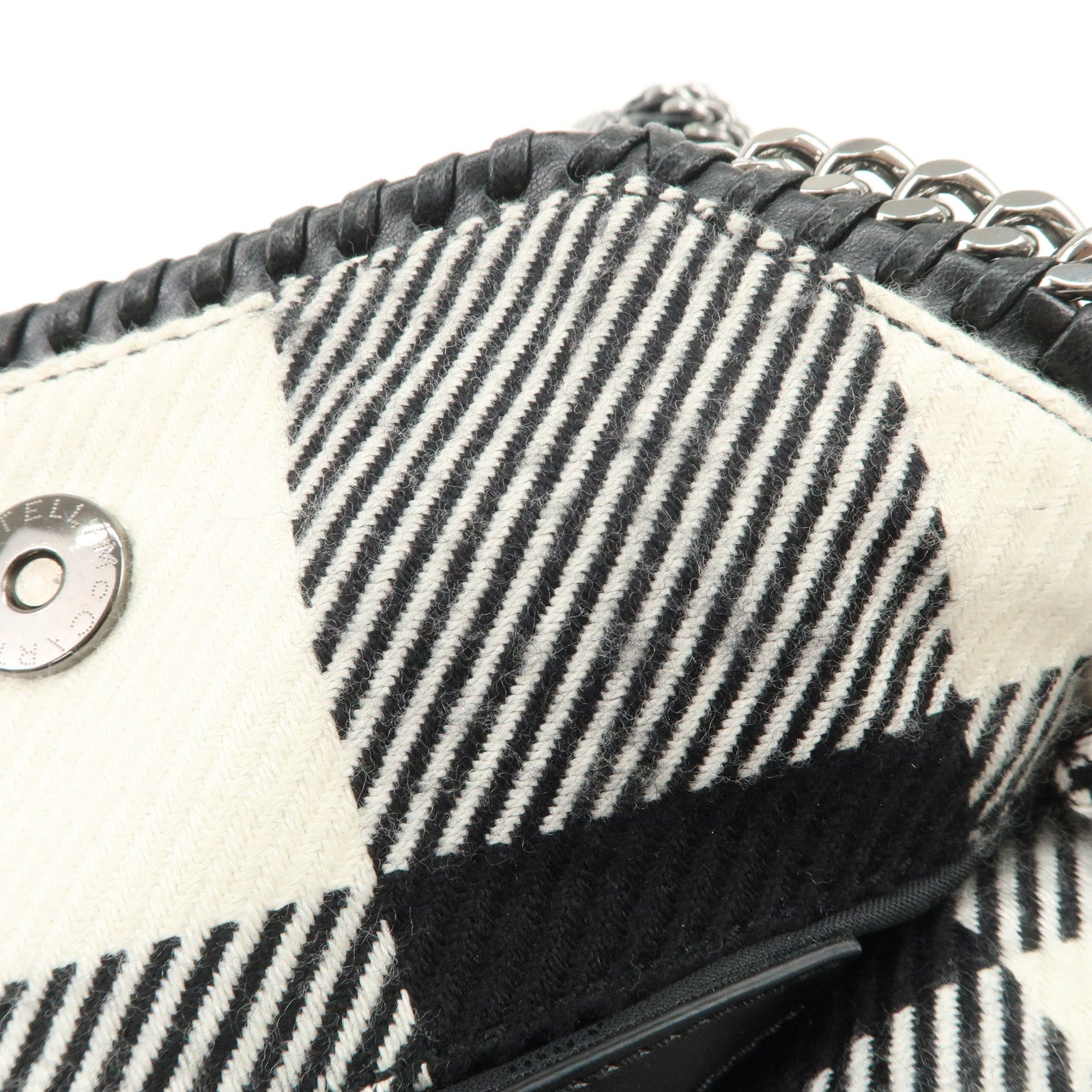 STELLA MCCARTNEY Wool Falabella 2Way Bag Hand Bag Black White