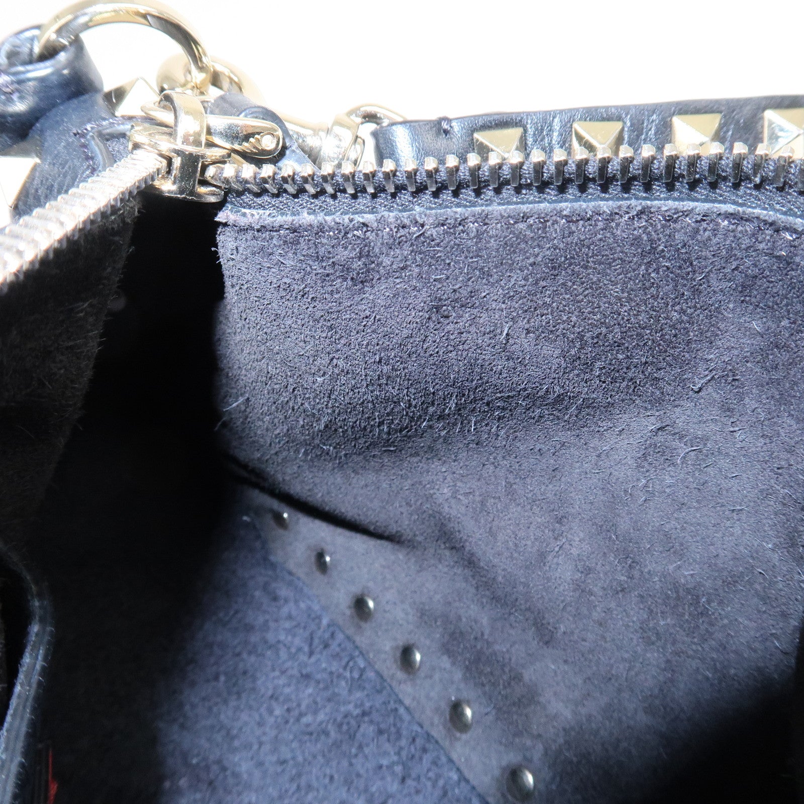 VALENTINO Rock Studs Grained Calf Leather 2Way Shoulder Bag Black