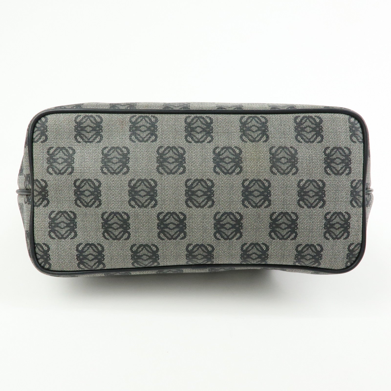 LOEWE Anagram PVC Canvas Leather Tote Bag Hand Bag Black