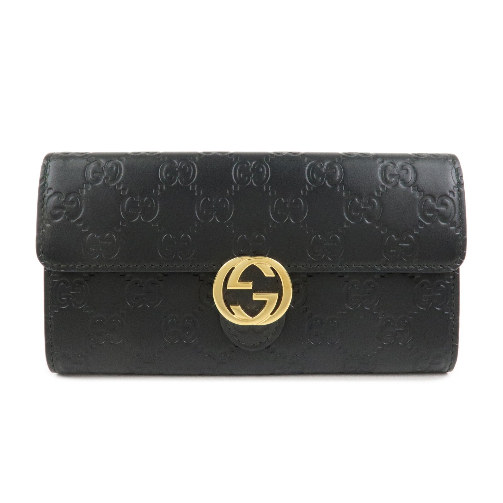 GUCCI Guccissima Interlocking G Long Wallet Black 369663
