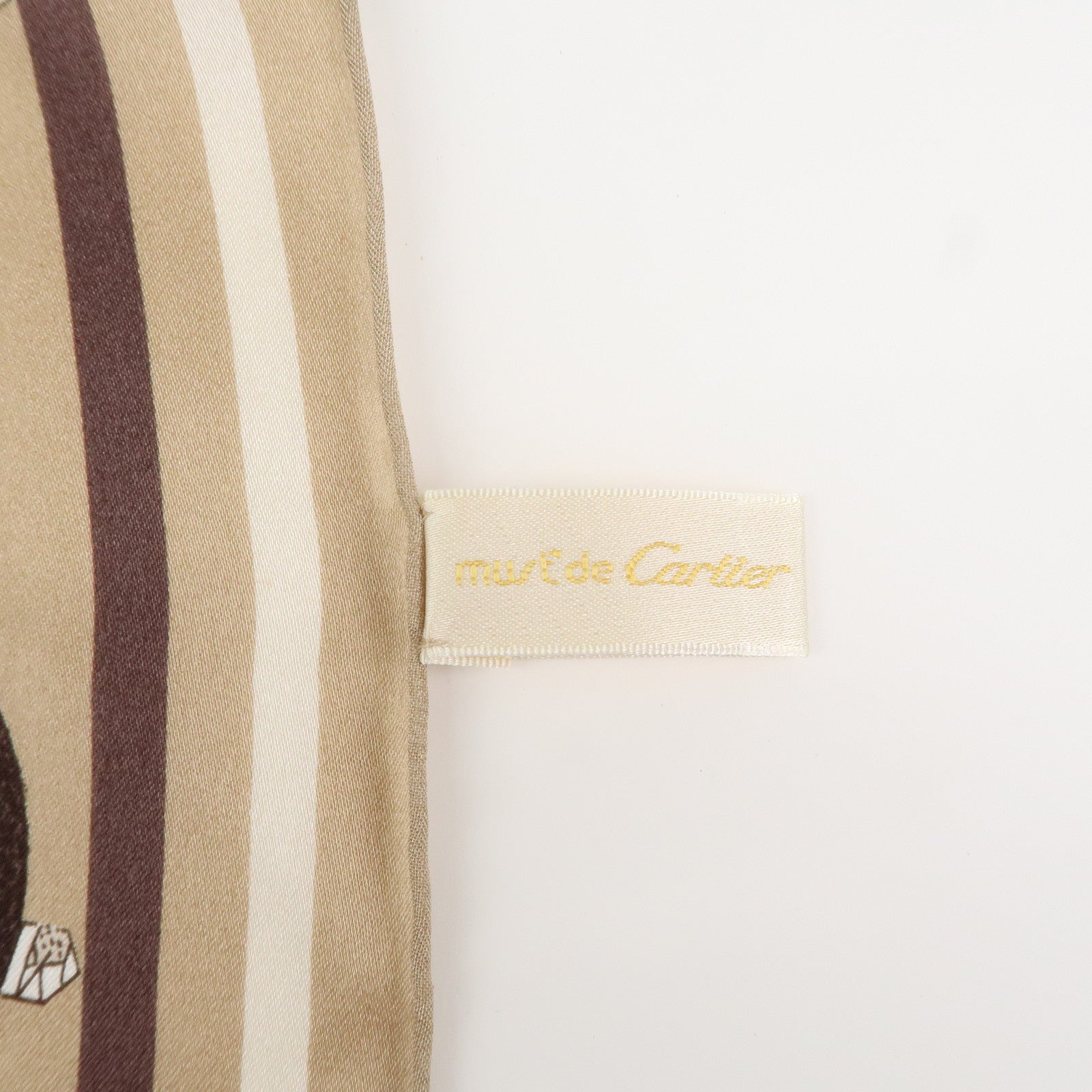 Cartier Must de Cartier Silk 100% Animal Pattern Scarf Light Brown