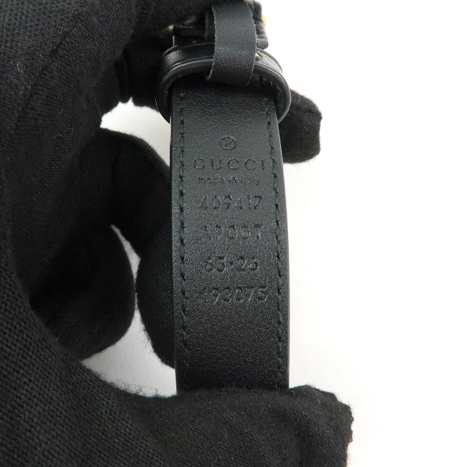 GUCCI Marmont Double G Leather Slim Belt 65・26 Black 409417
