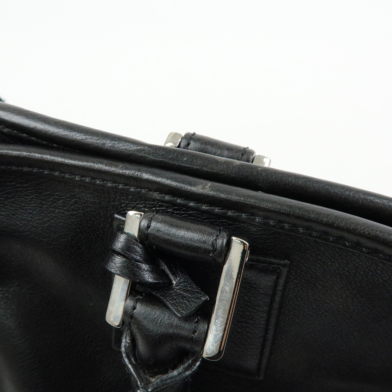 LOEWE Anagram Amazona 28 Leather Hand Bag Boston Bag Black