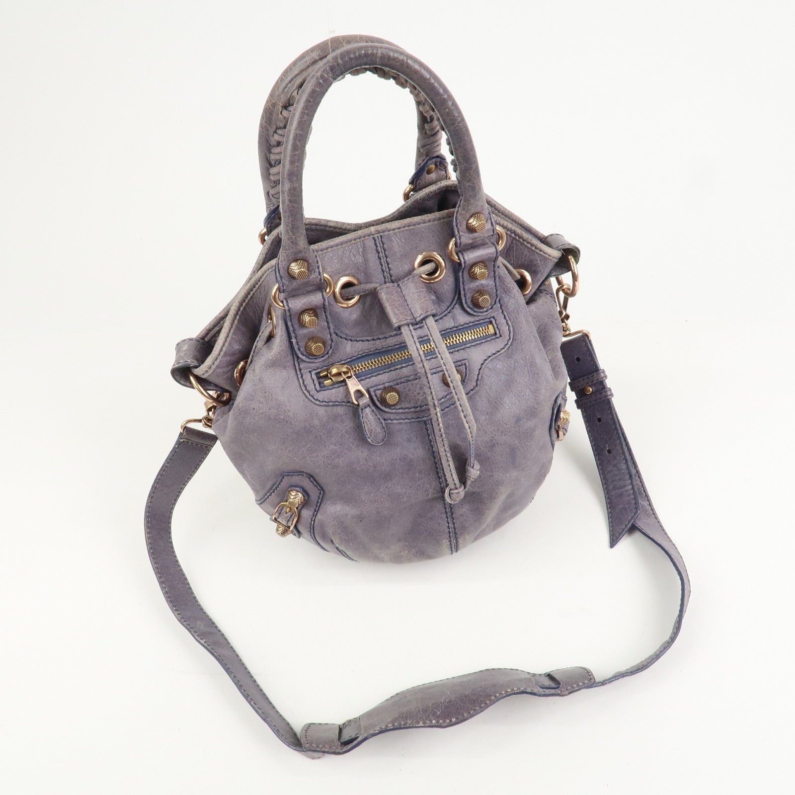 BALENCIAGA The Giant Mini Pompom 2Way Hand Shoulder Bag Gray 285439