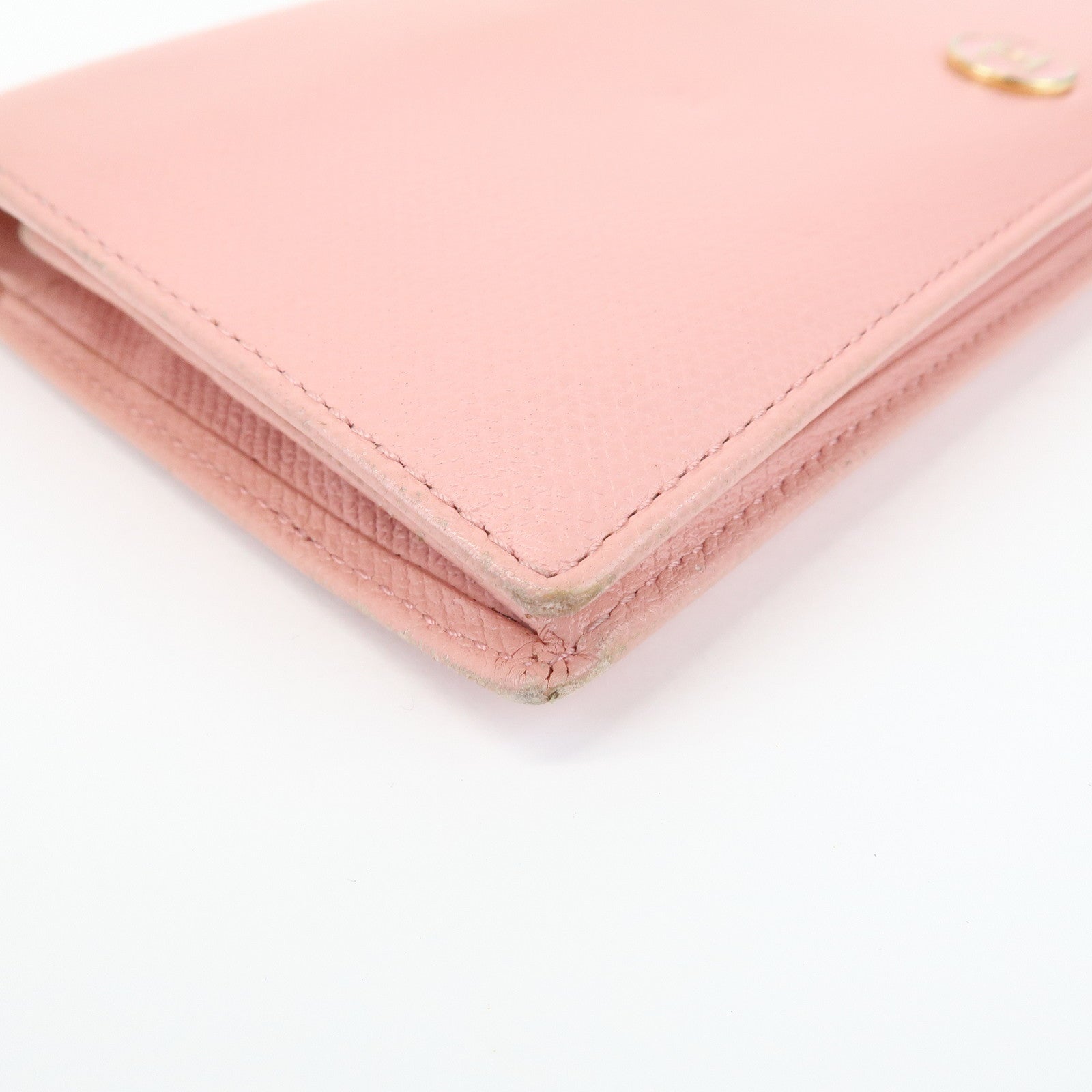CHANEL COCO Mark Leather Bi-fold Long Wallet Pink