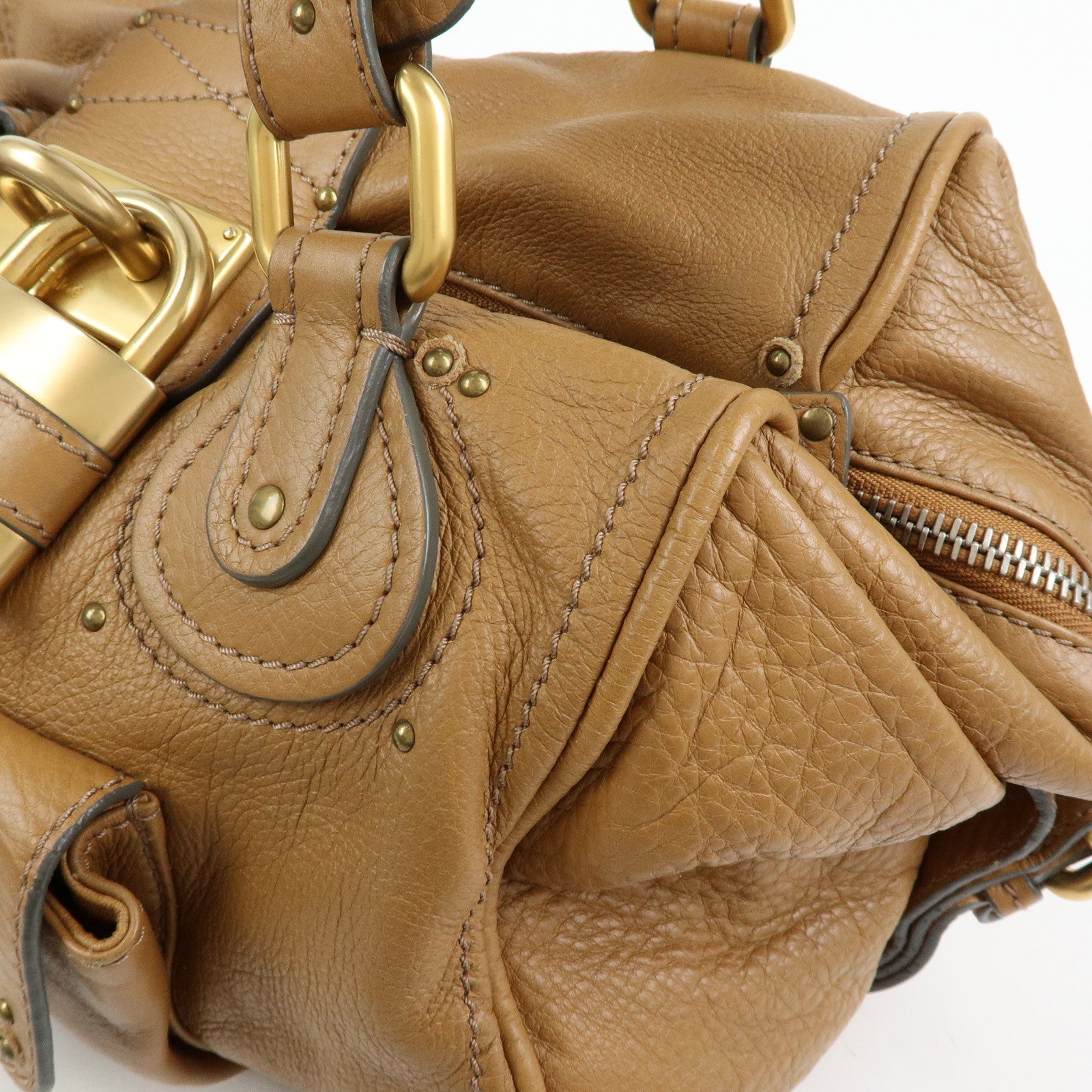 Chloe Paddington Leather Shoulder Bag Boston Bag Brown