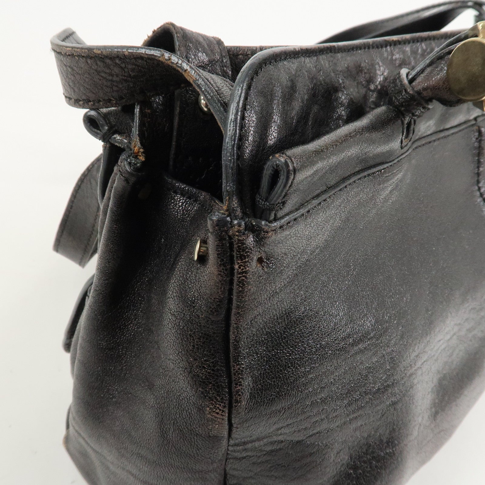 Chloe Leather Saskia 2Way Bag Hand Bag Shoulder Bag Black