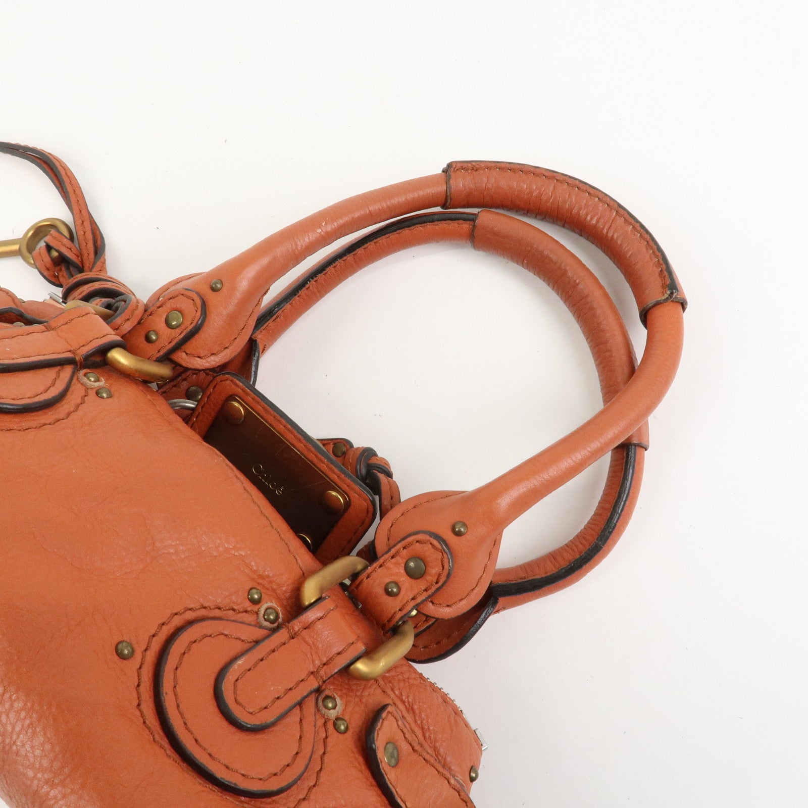 Chloe Paddington Leather Hand Bag Shoulder Bag Orange