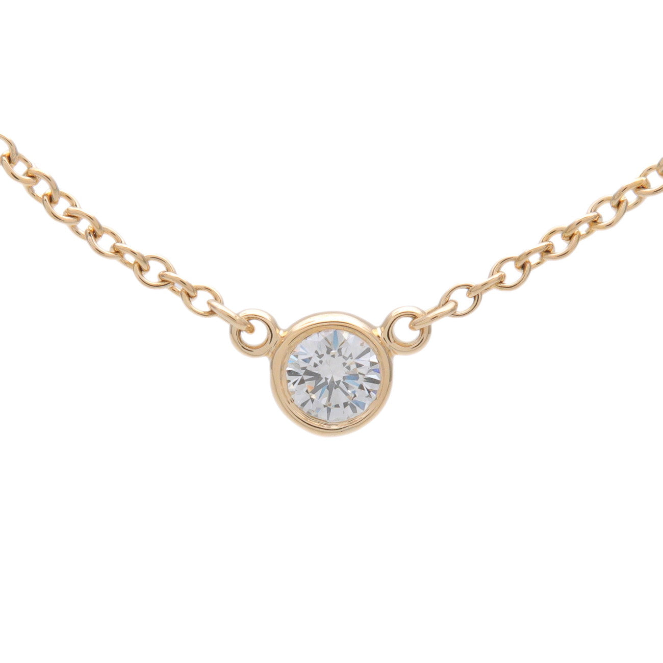 Tiffany & Co By The Yard 1P Diamond Necklace 0.03ct K18YG 750YG
