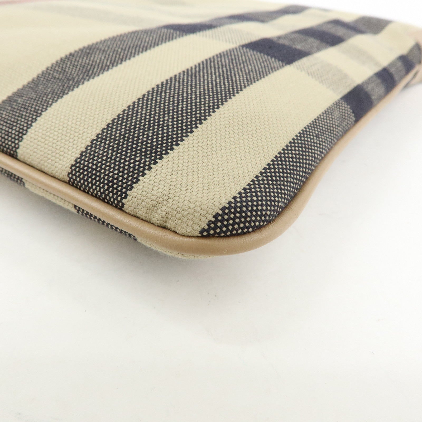 BURBERRY Nova Plaid Canvas Leather Shoulder Bag Beige