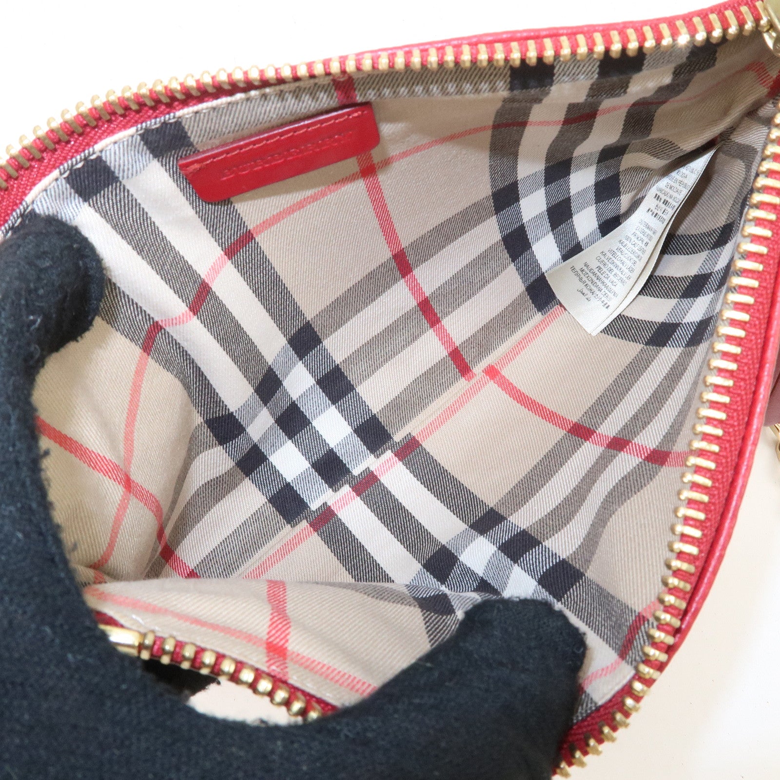BURBERRY Logo Leather Chain Shoulder Bag Crossbody Bag Red Used
