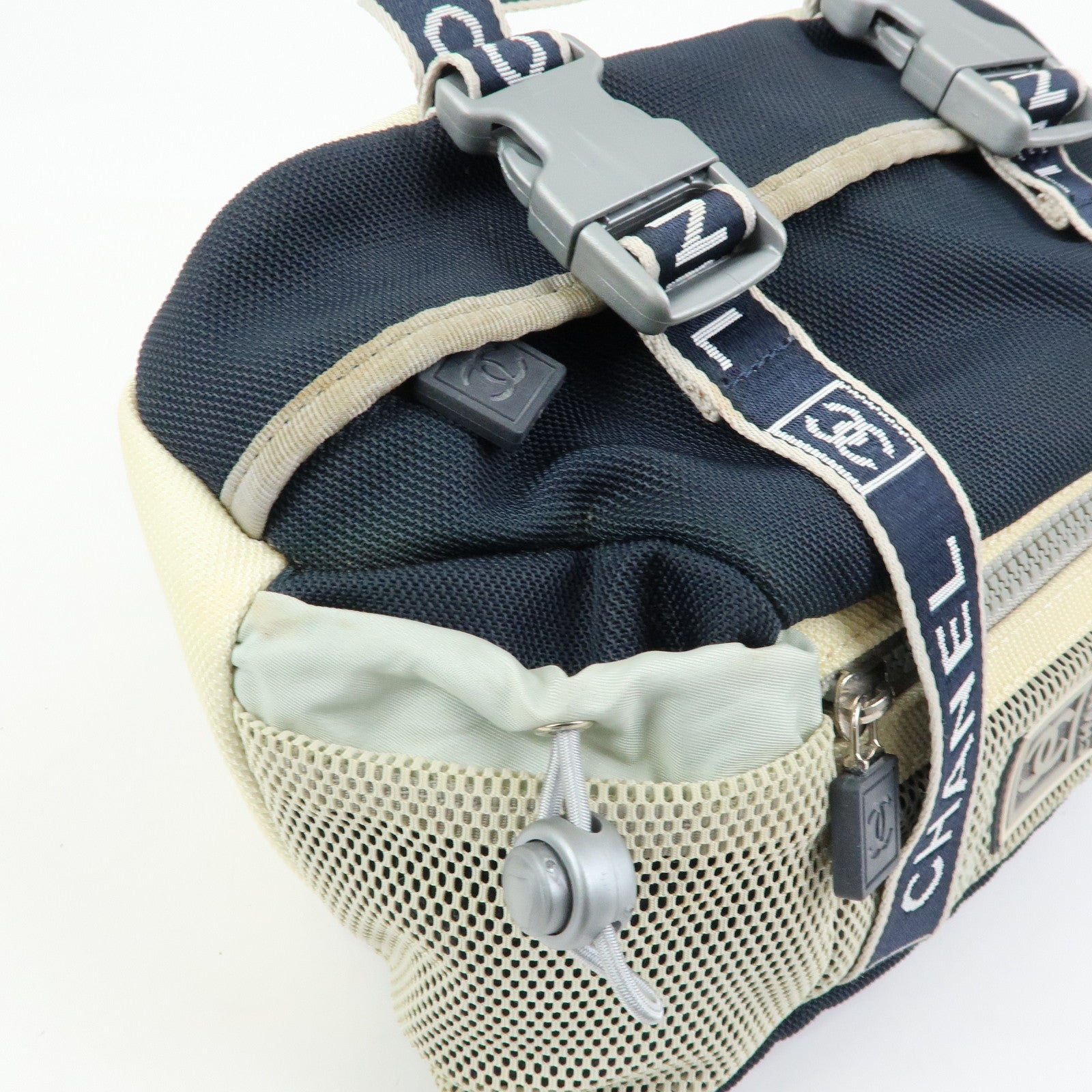 CHANEL Sportline Nylon 2Way Bag Hand Bag Navy Ivory A27892