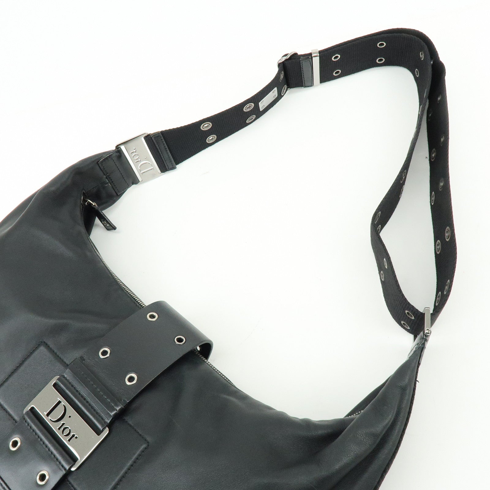 Christian Dior Street Chic Leather Shoulder Bag Crossbody Bag Black