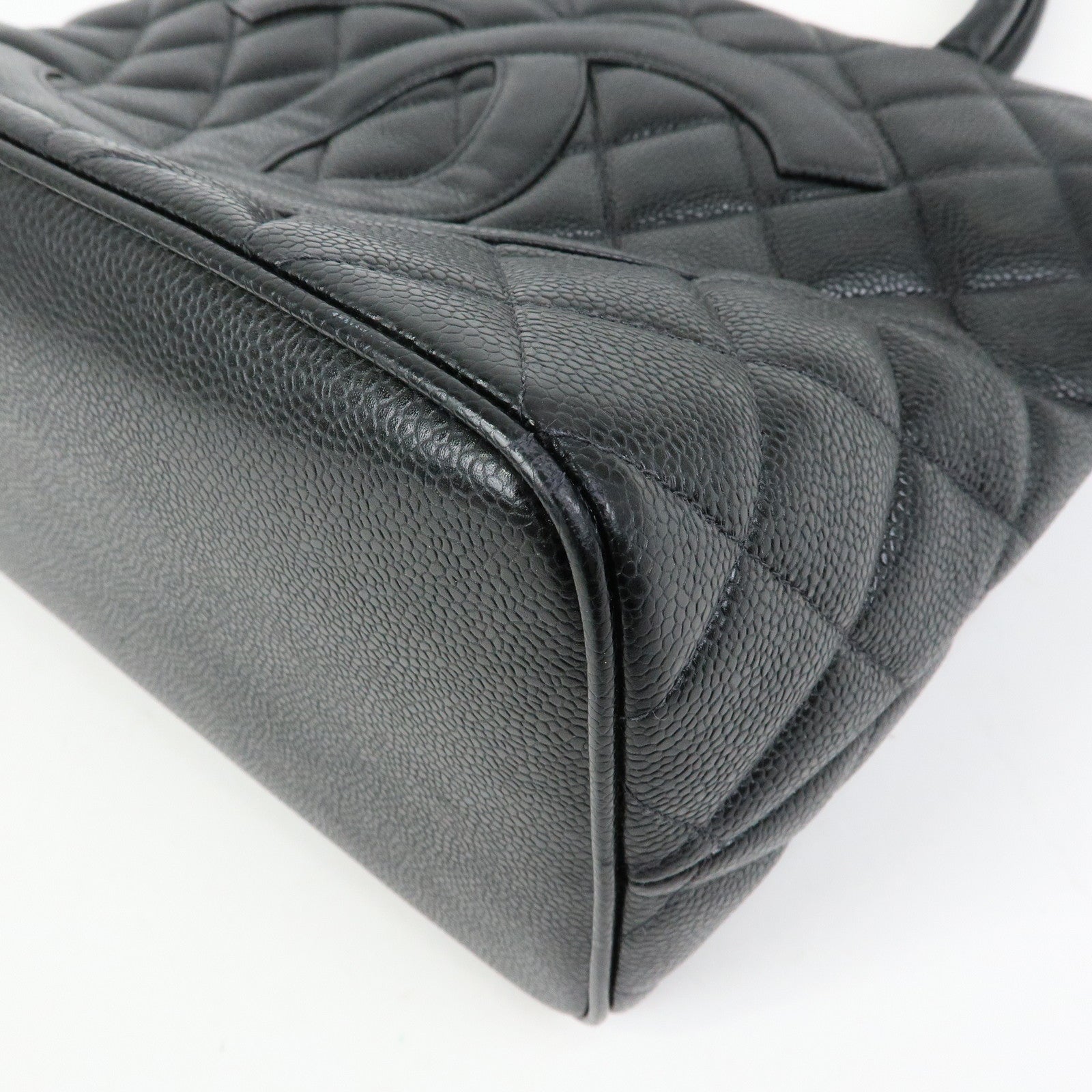 CHANEL Matelasse COCO Mark Medallion Tote Bag Hand Bag Black A01804