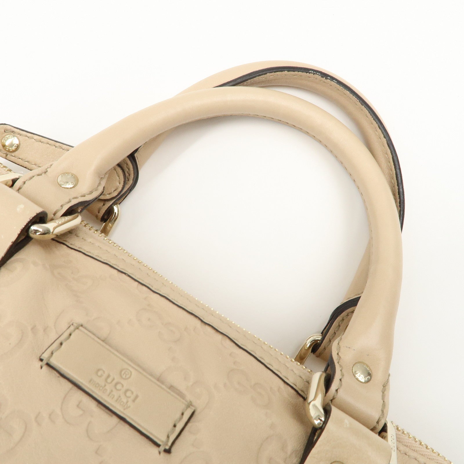 GUCCI Guccissima Leather Mini Boston Bag Pink Beige 193604