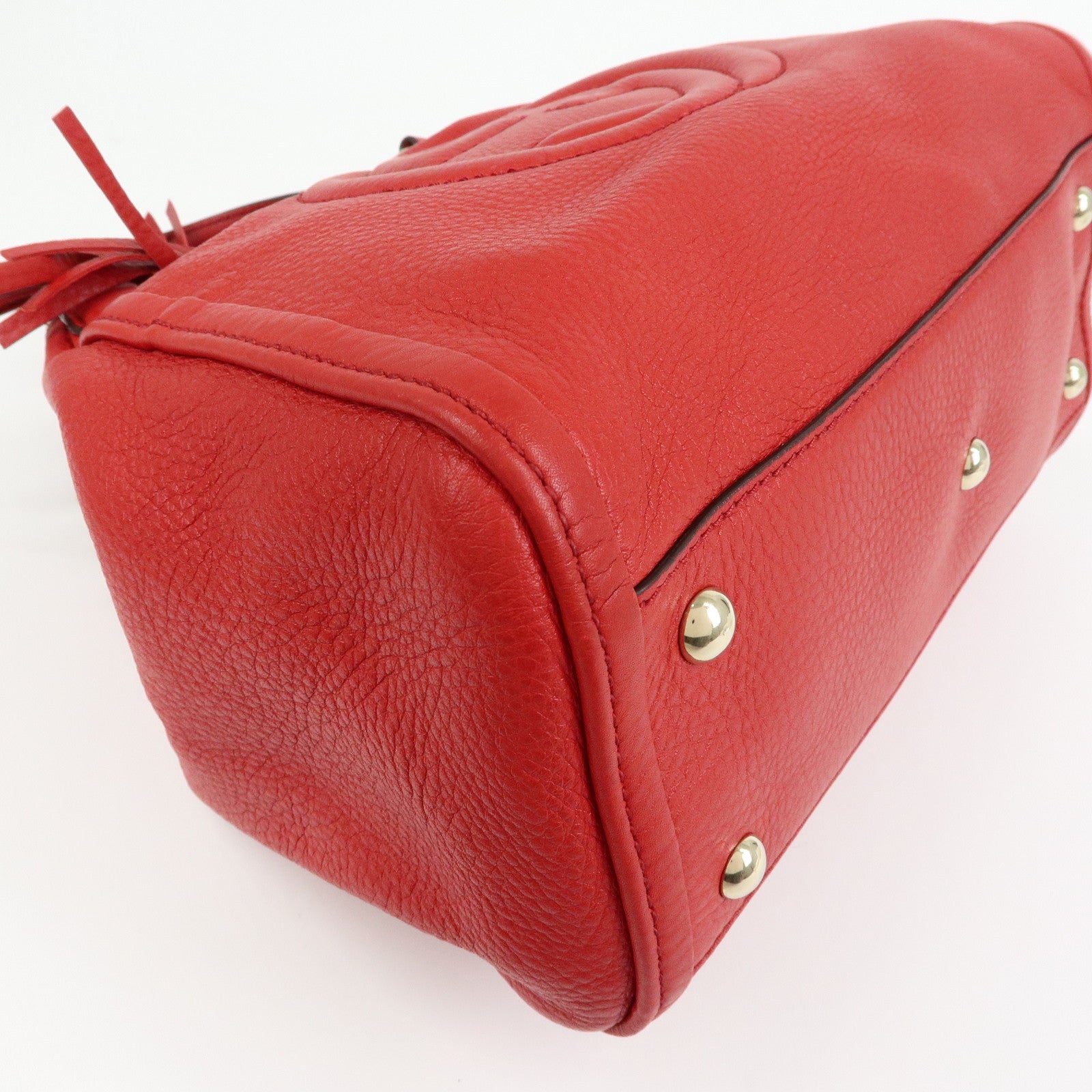 GUCCI SOHO Interlocking G Leather 2Way Bag Hand Bag Red 336751