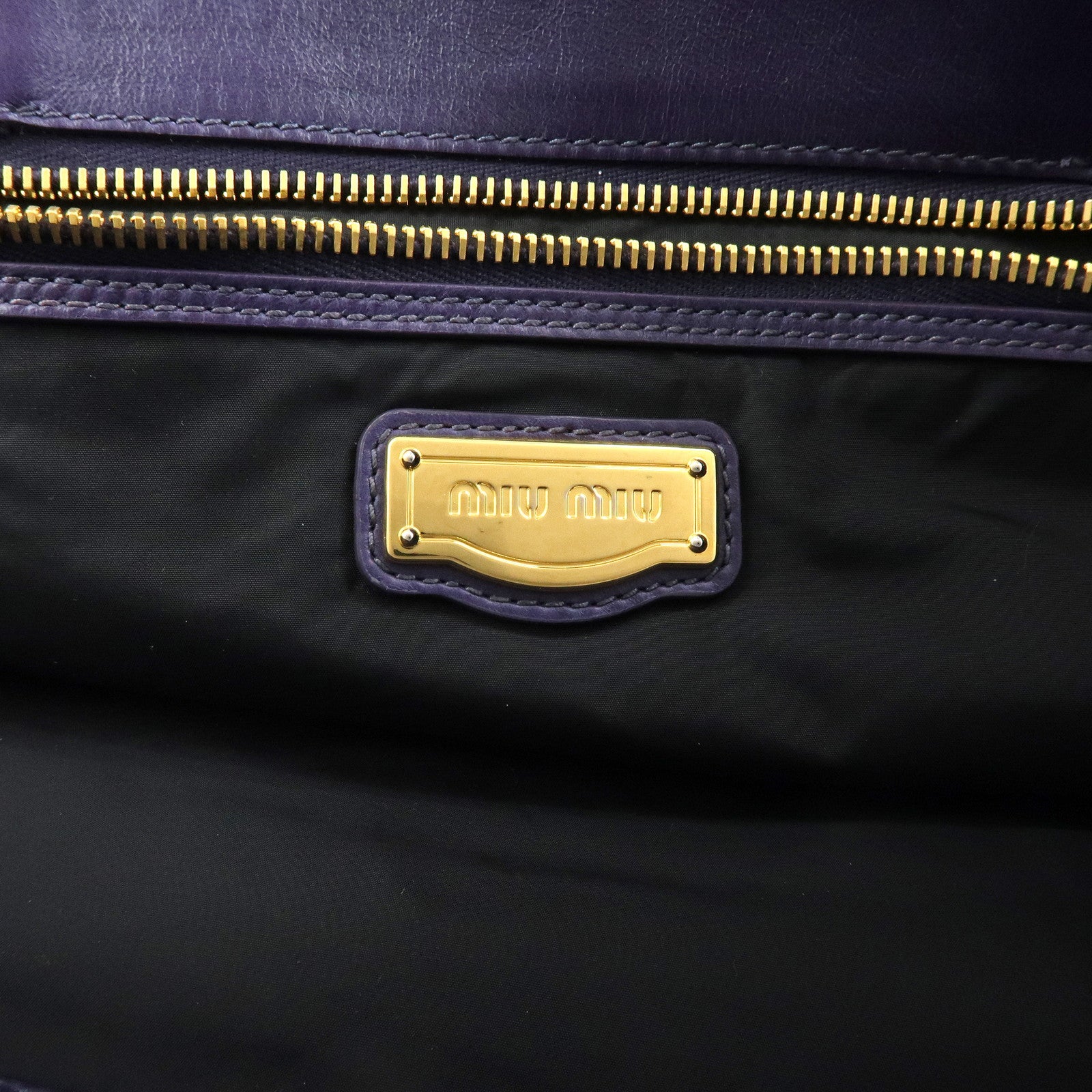 MIU MIU Soft Leather Shopping Tote Bag Shoulder Bag Purple RR1820