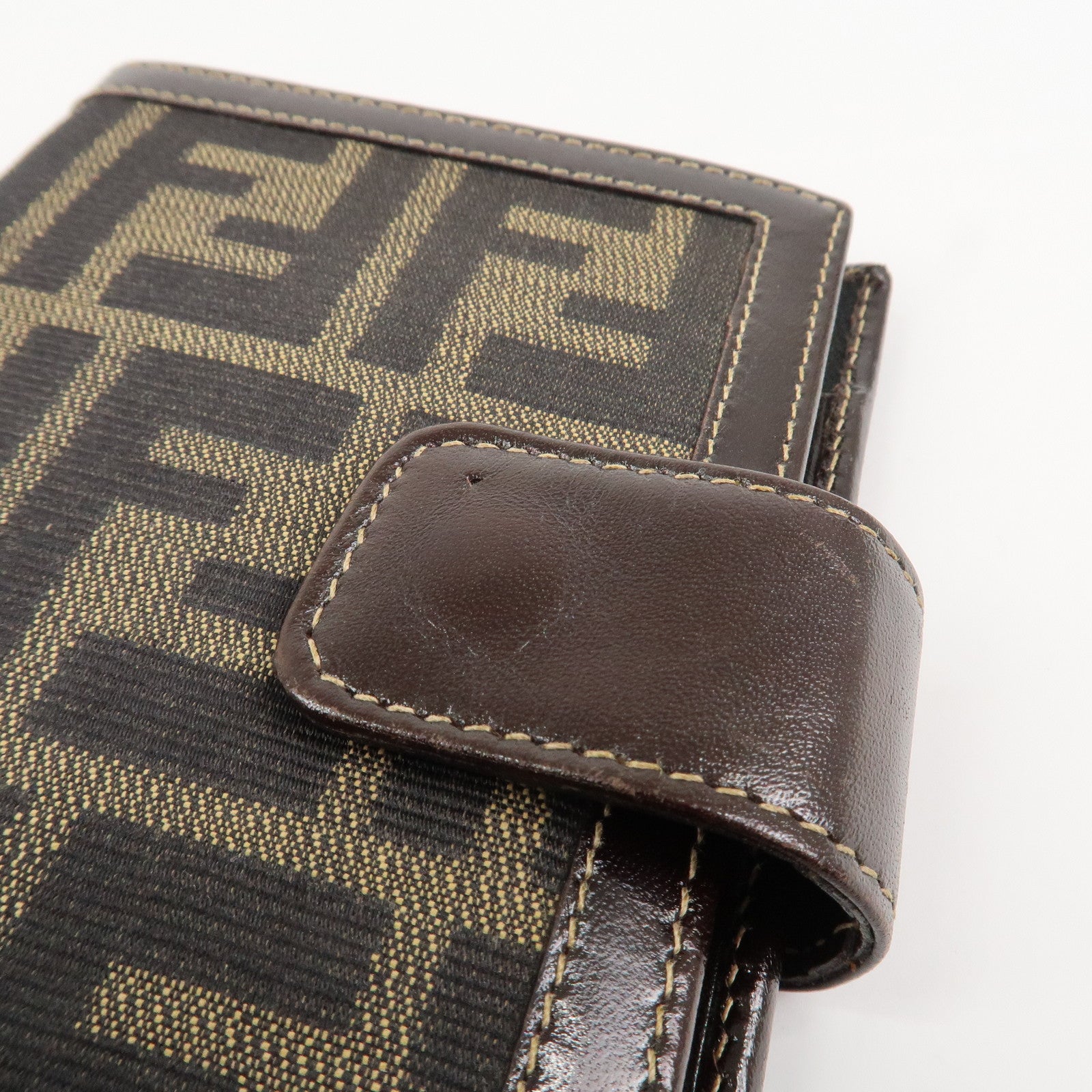 FENDI Zucca Canvas Leather Agenda Planner Cover Brown 30153