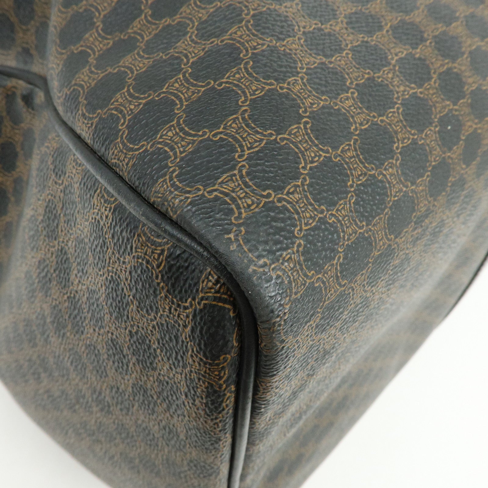 CELINE Macadam PVC Leather Boston Bag Tote Bag Black Brown