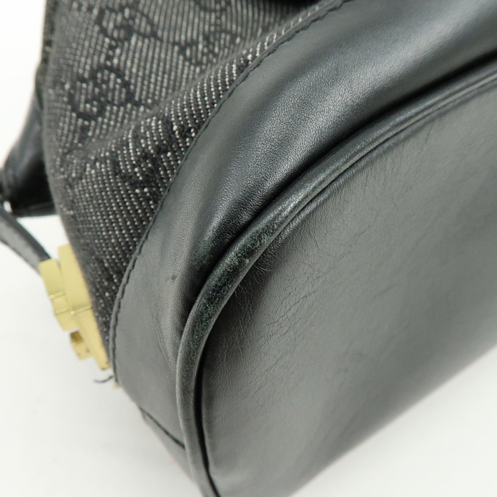 GUCCI GG Canvas Leather Hand Bag Boston Bag Black 92734