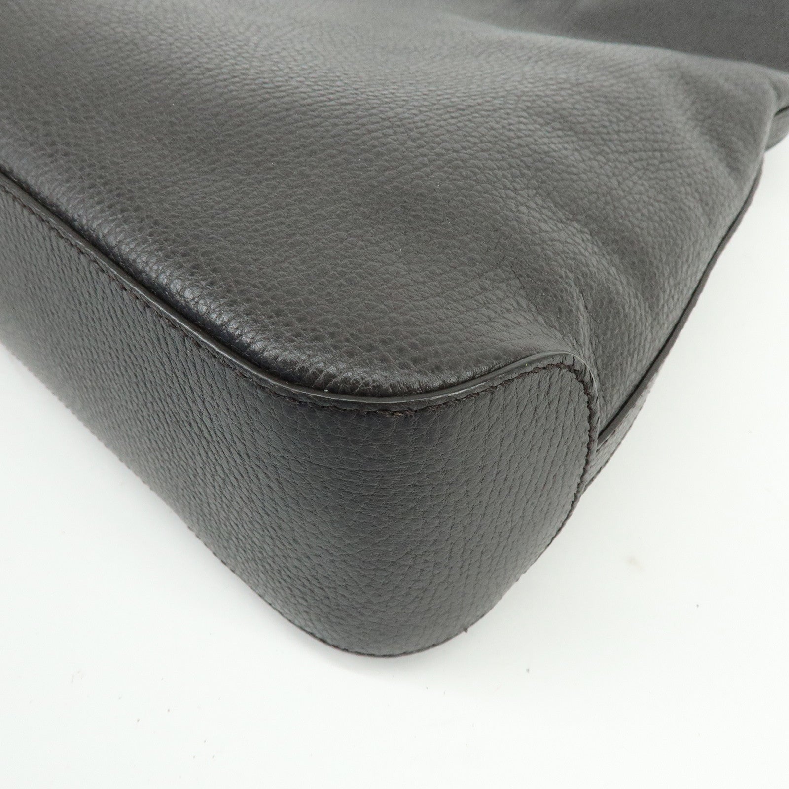 GUCCI Leather Shoulder Bag Tassel Charm Dark Brown 336659