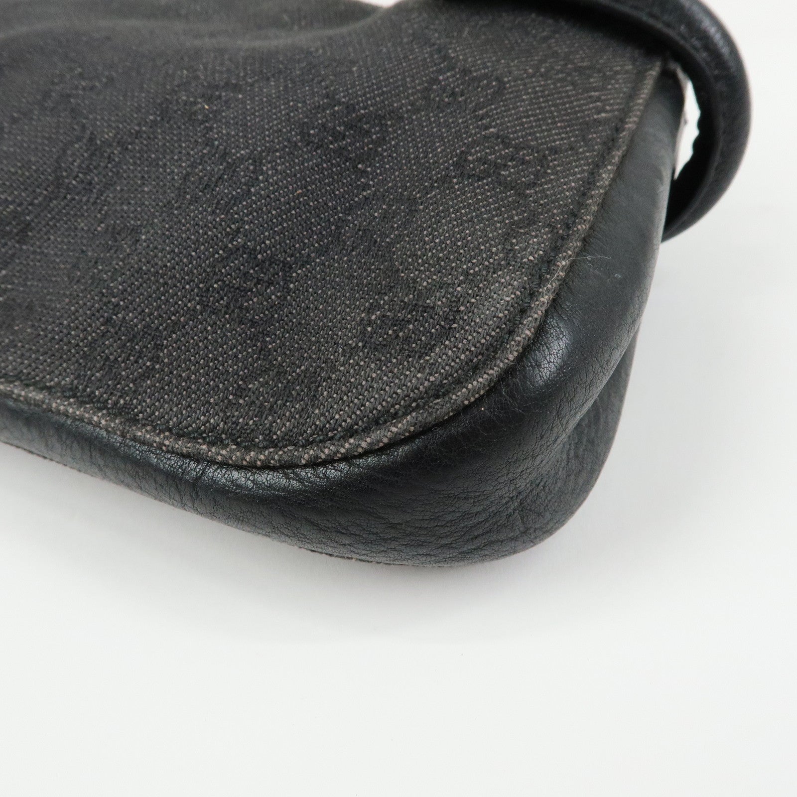 GUCCI GG Denim Leather Shoulder Bag Hand Bag Black 101345