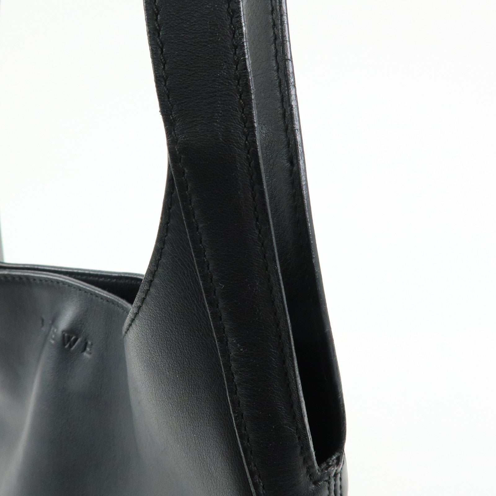LOEWE Logo Leather Shoulder Bag Hand Bag Black