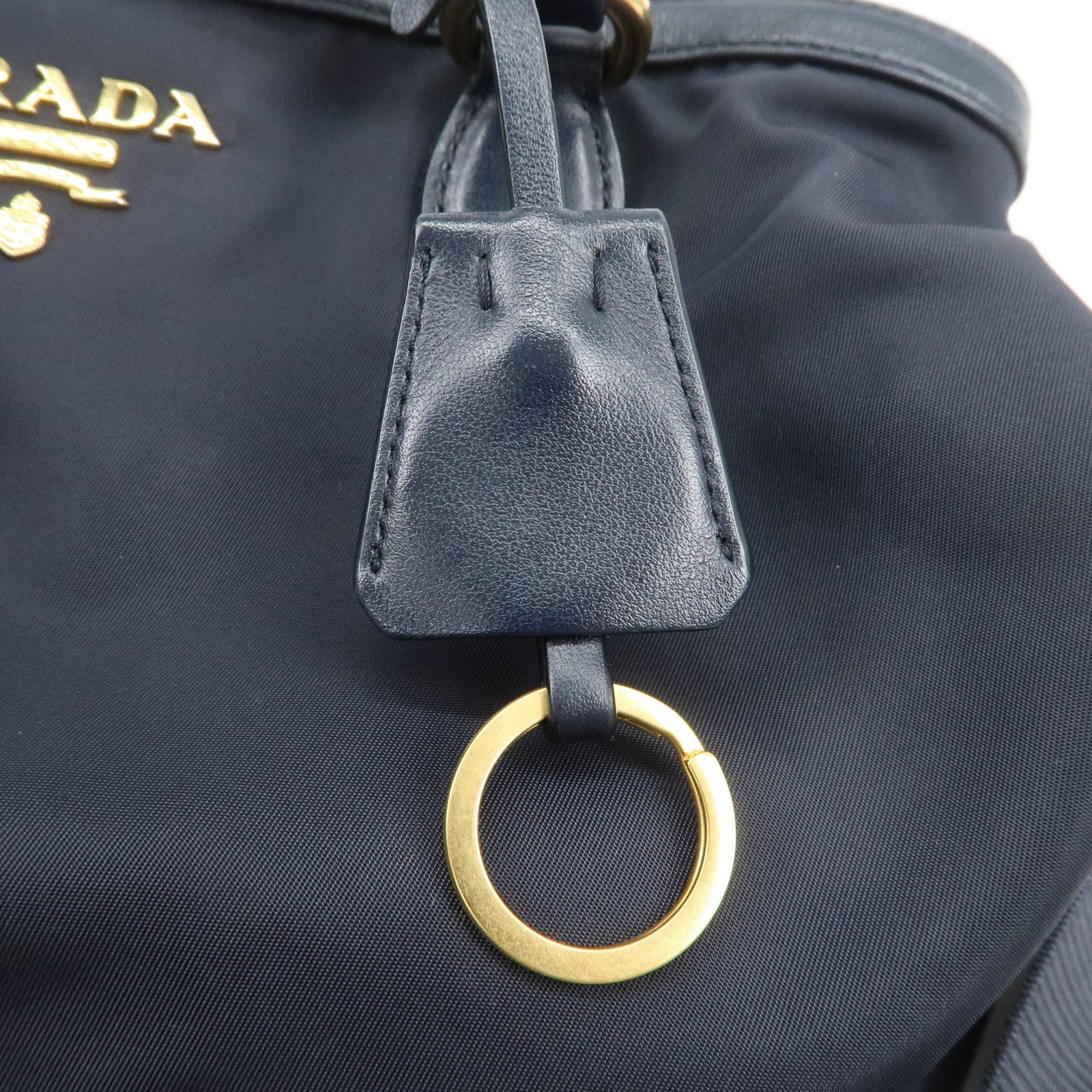 PRADA Logo Nylon 2Way Bag Hand Bag Shoulder Bag Navy 1BA172