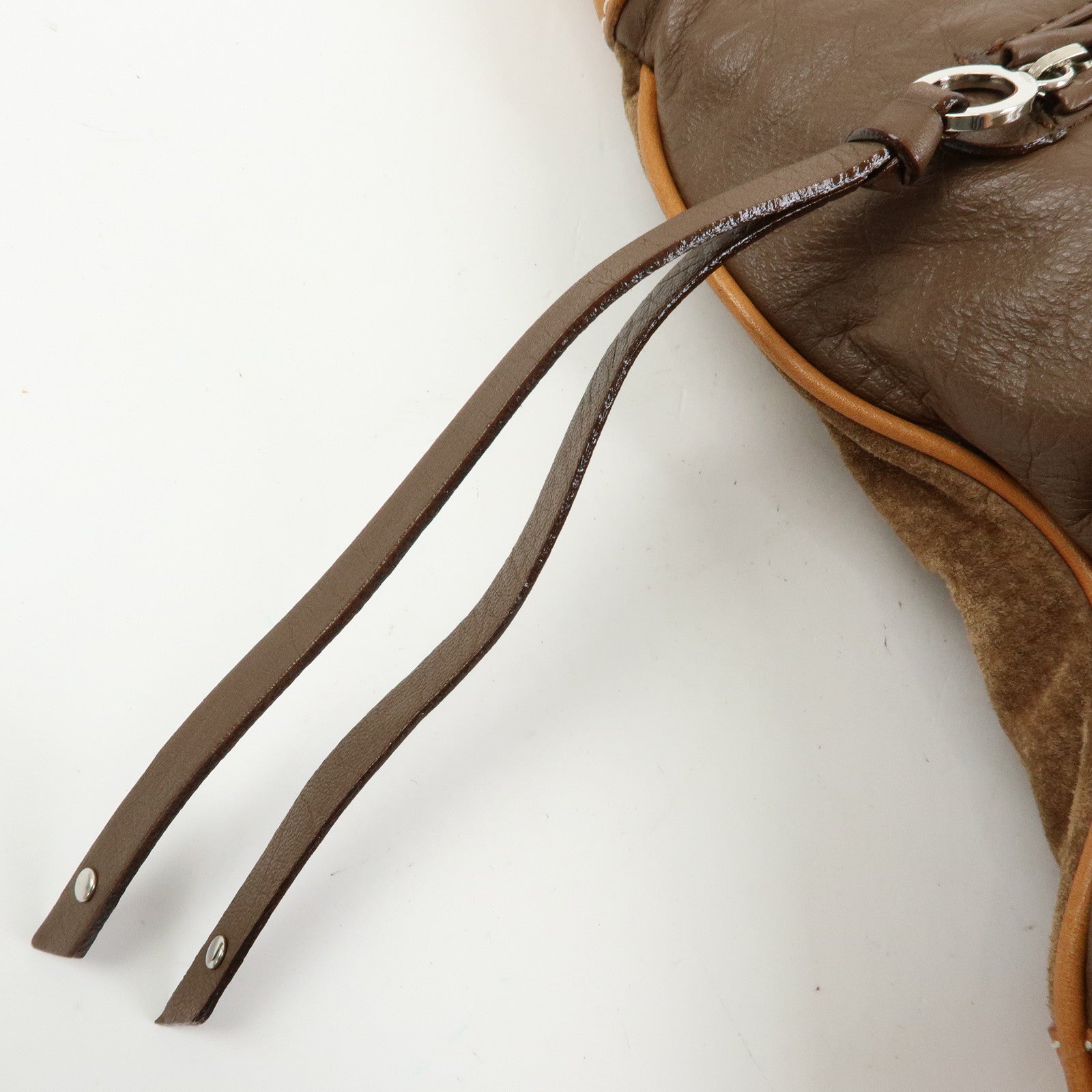 BURBERRY Blue Label Suede Leather Shoulder Bag Crossbody Bag Brown