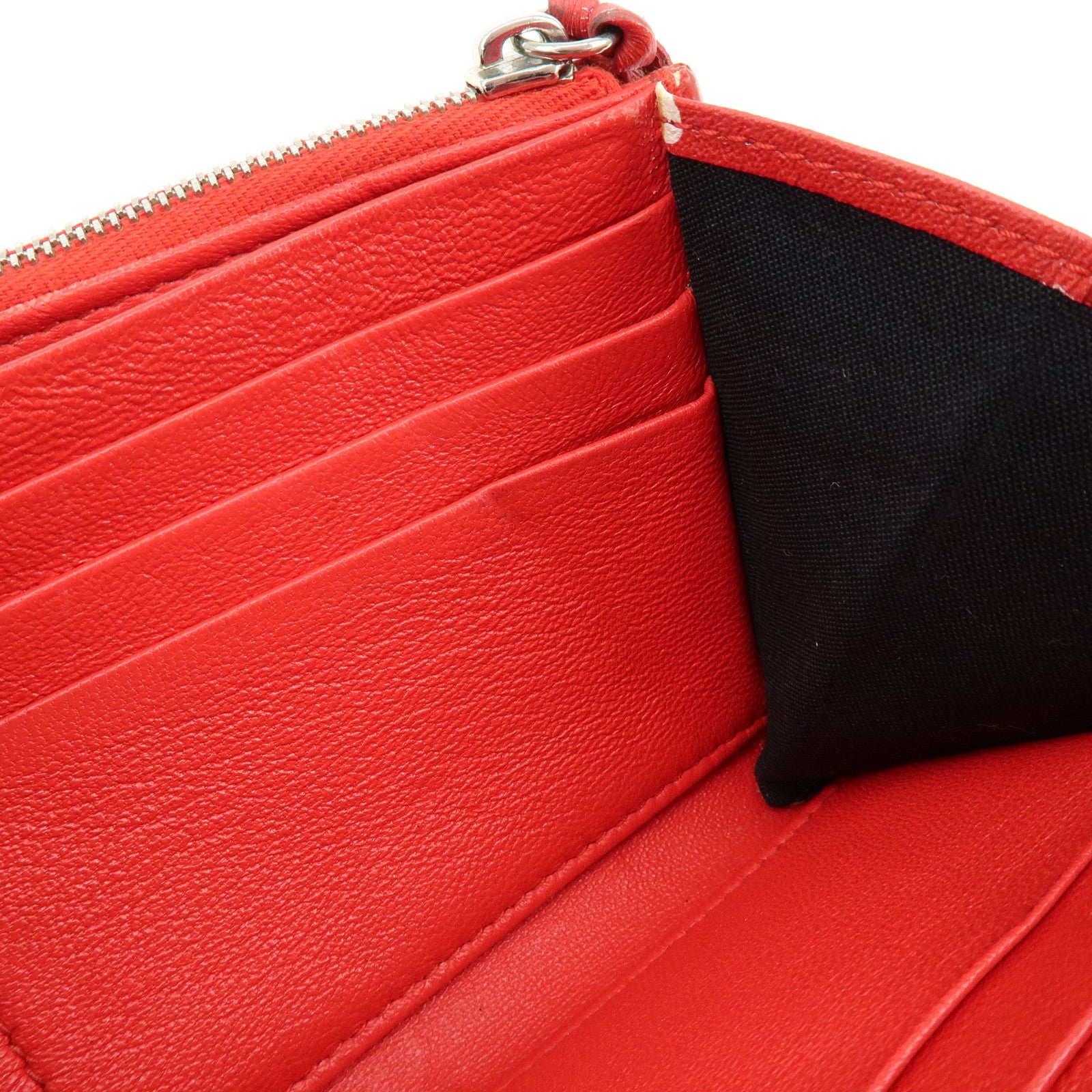 BALENCIAGA The Papier Leather Long Wallet Heart Dots Red 499207