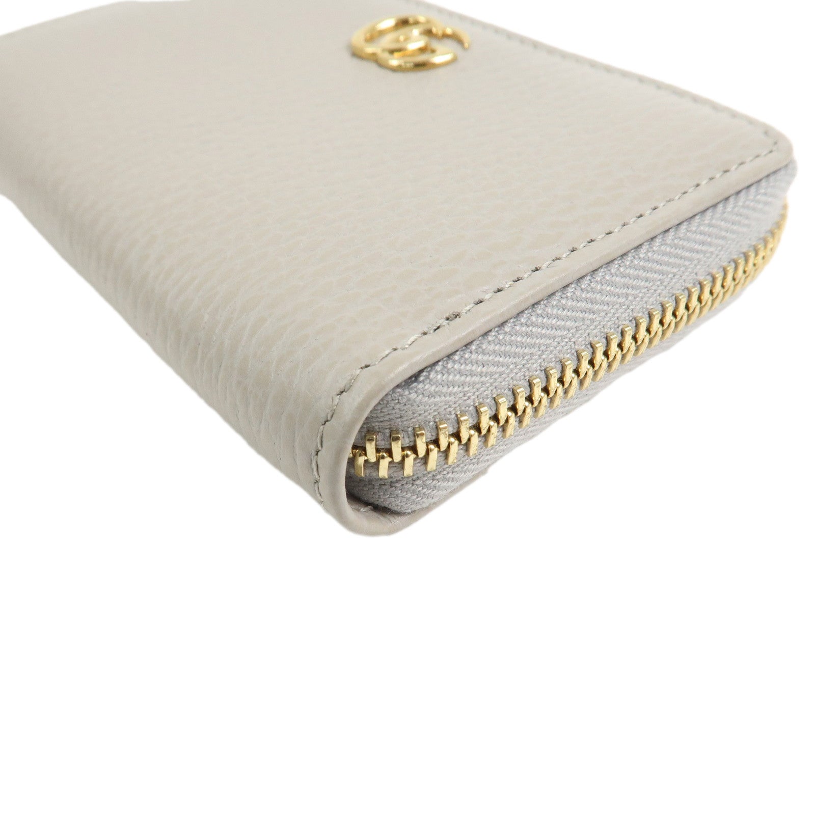 GUCCI GG Marmont Leather Round Zippy Coin Case Grey 644412