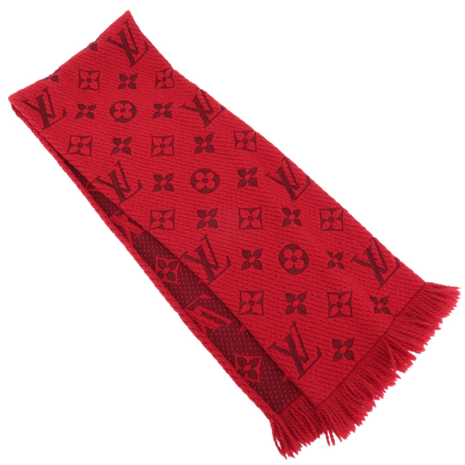 Louis Vuitton Echarpe Logomania Monogram Wool Silk Scarf Ruby Red